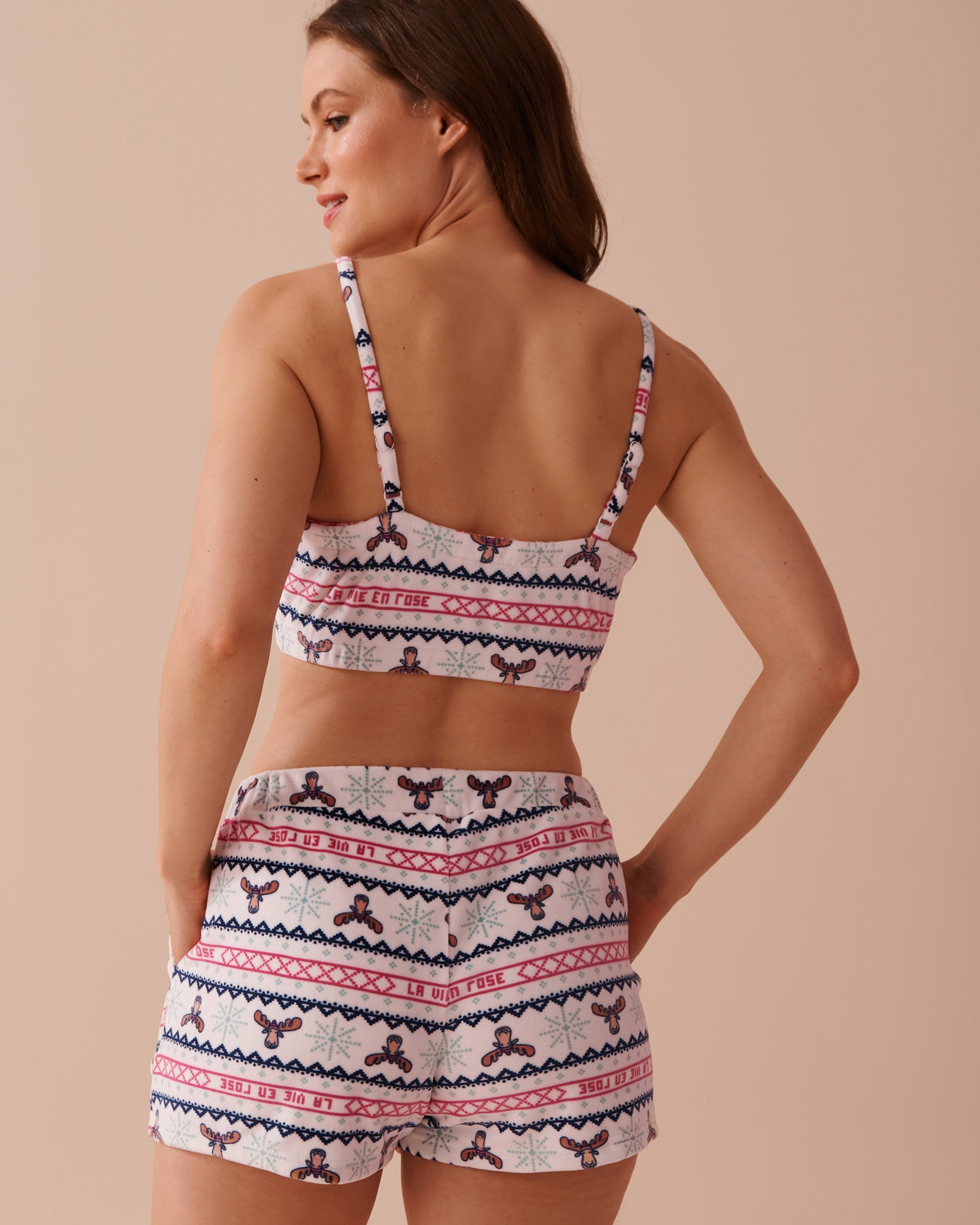 LA VIE EN ROSE Camisole courte en velours doux imprimé nordique cerf Orignaux/Imprimé nordique 40100640 - View2