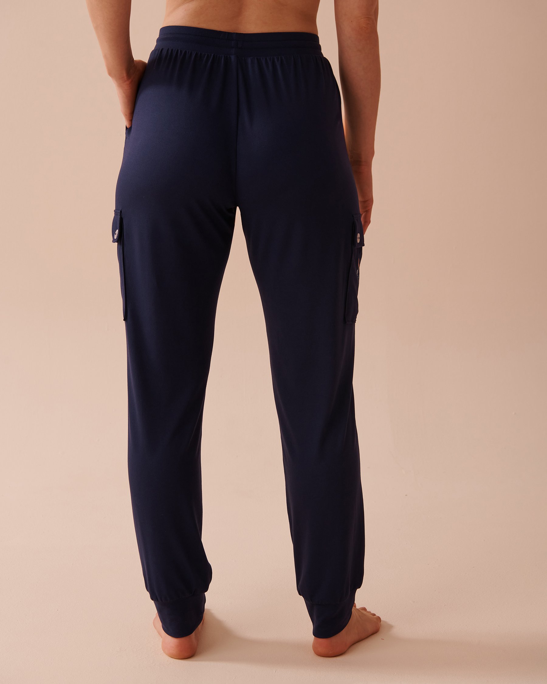 LA VIE EN ROSE Pantalon de pyjama cargo ultra doux à imprimé orignal Bleu nuit 40200643 - View3