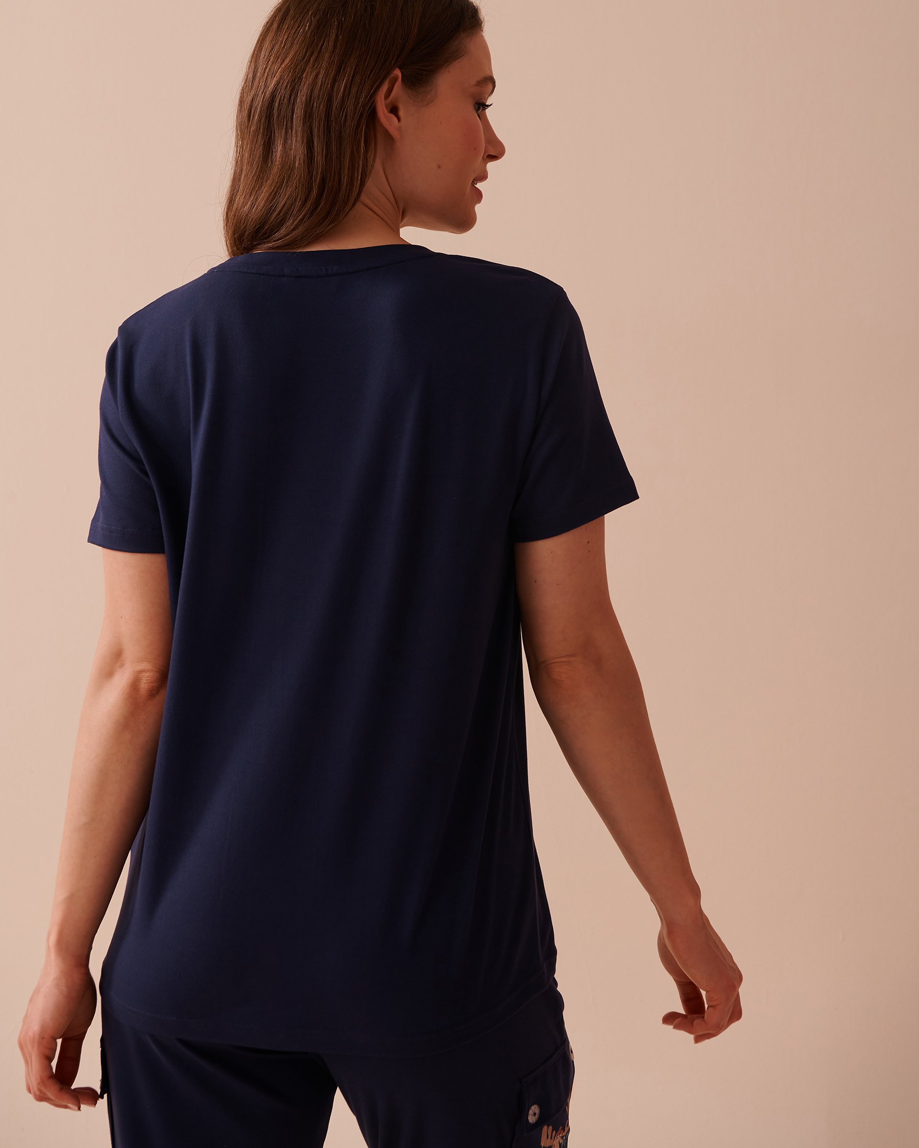 LA VIE EN ROSE Moose Print Super Soft Crew Neck T-shirt Evening Blue 40100654 - View2