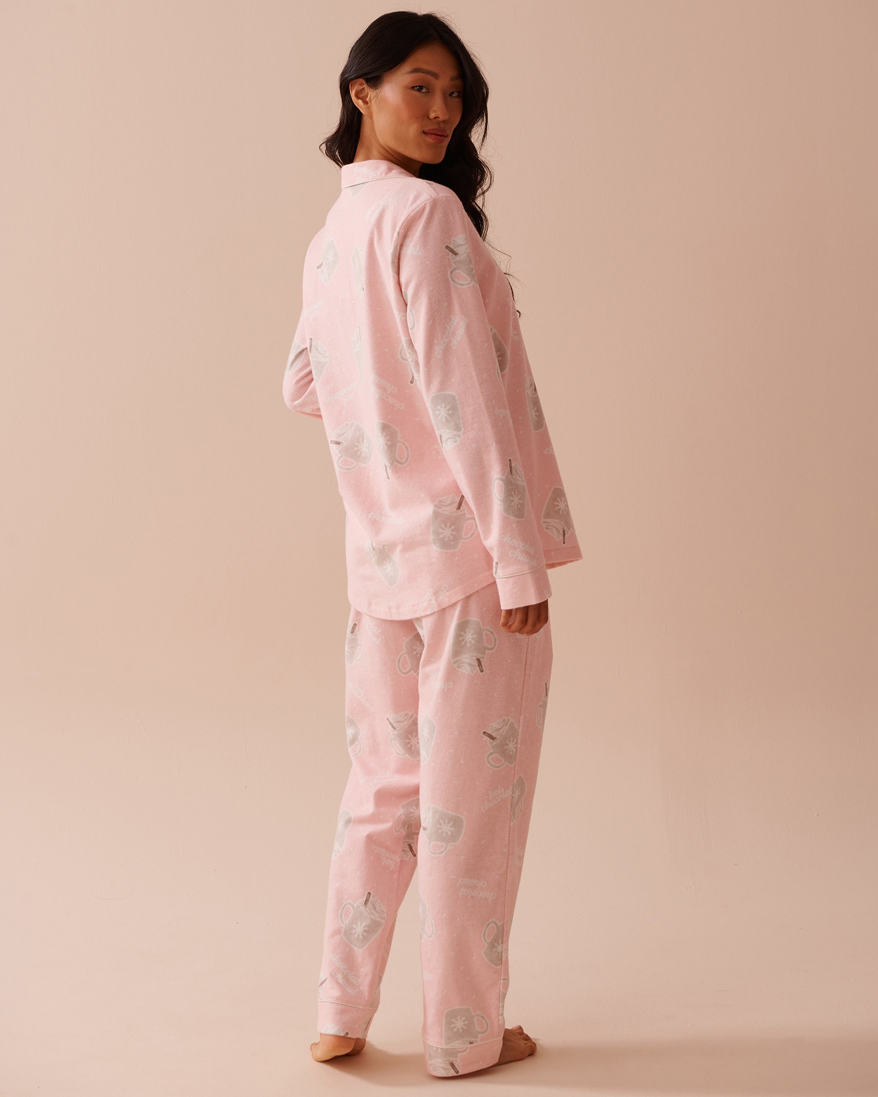 LA VIE EN ROSE Mug Print Flannel PJ Set Mugs/Fairy Pink 40400073 - View2