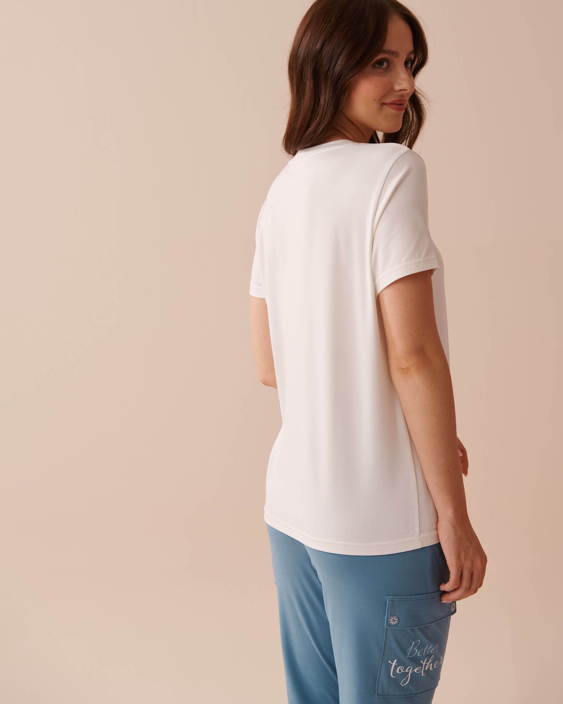 LA VIE EN ROSE Penguin Print Super Soft Crew Neck T-shirt Snow White 40100651 - View3