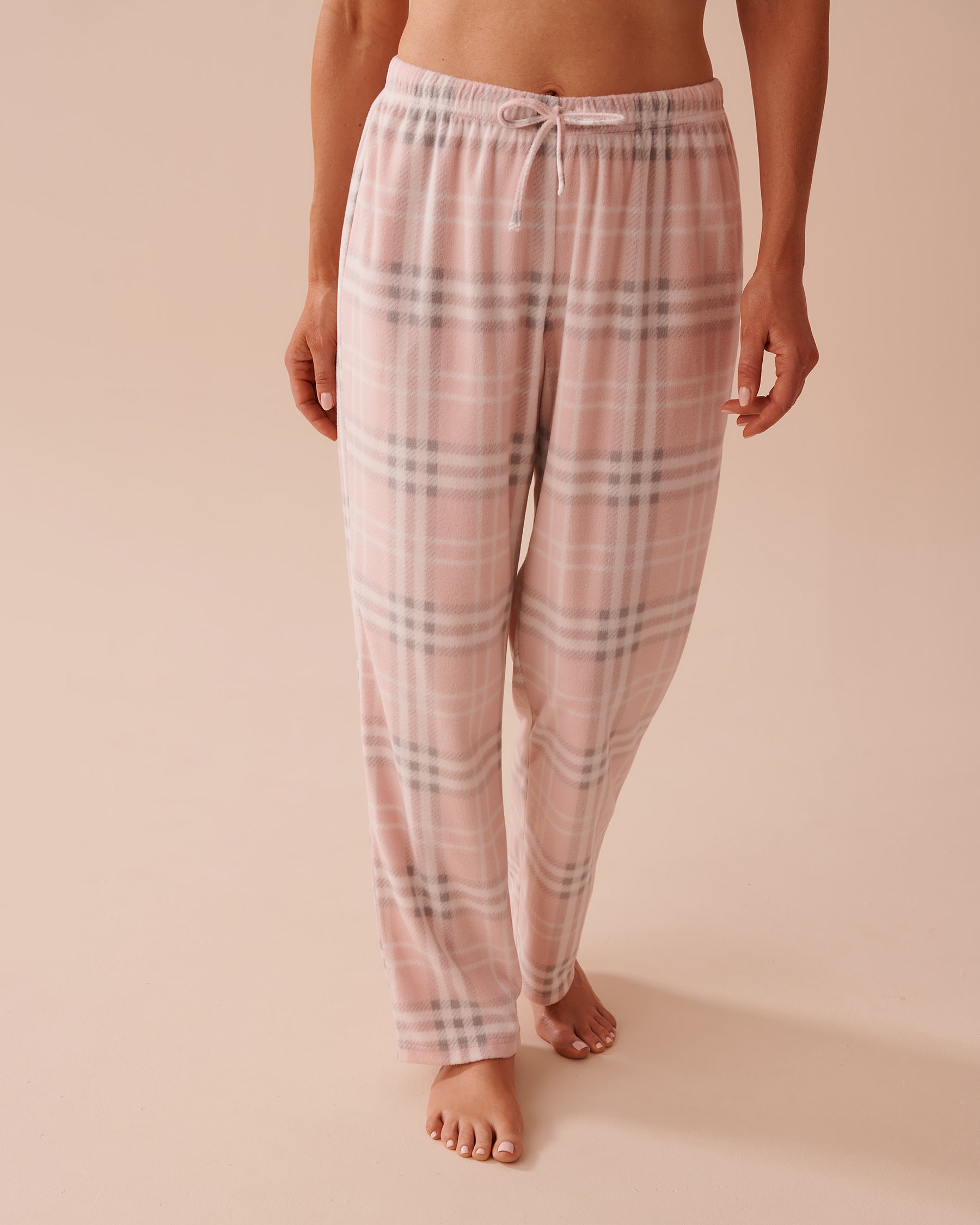 LA VIE EN ROSE Pink Plaid Micropolar PJ Set Fairy Pink Plaid 40400074 - View5