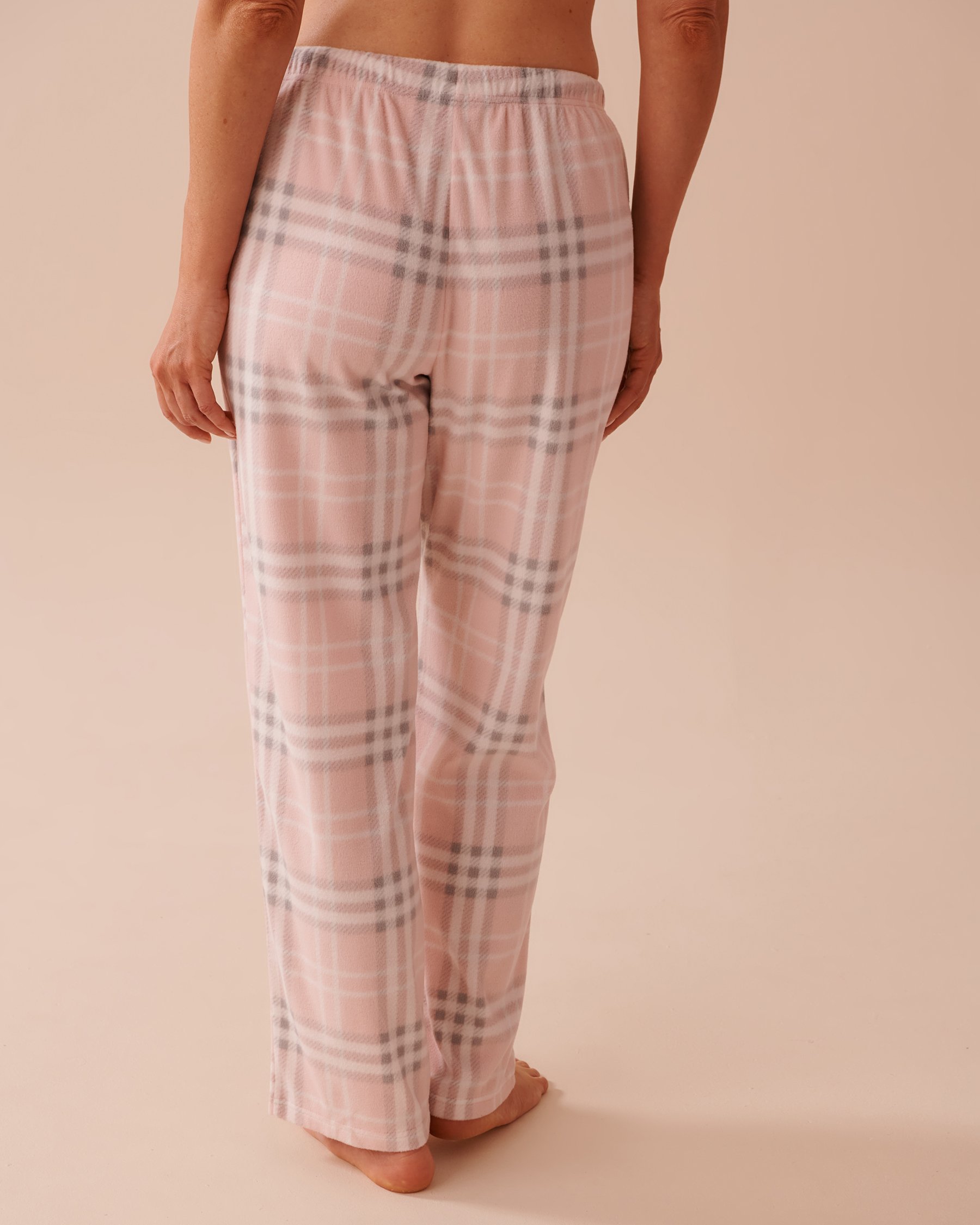 LA VIE EN ROSE Pink Plaid Micropolar PJ Set Fairy Pink Plaid 40400074 - View6