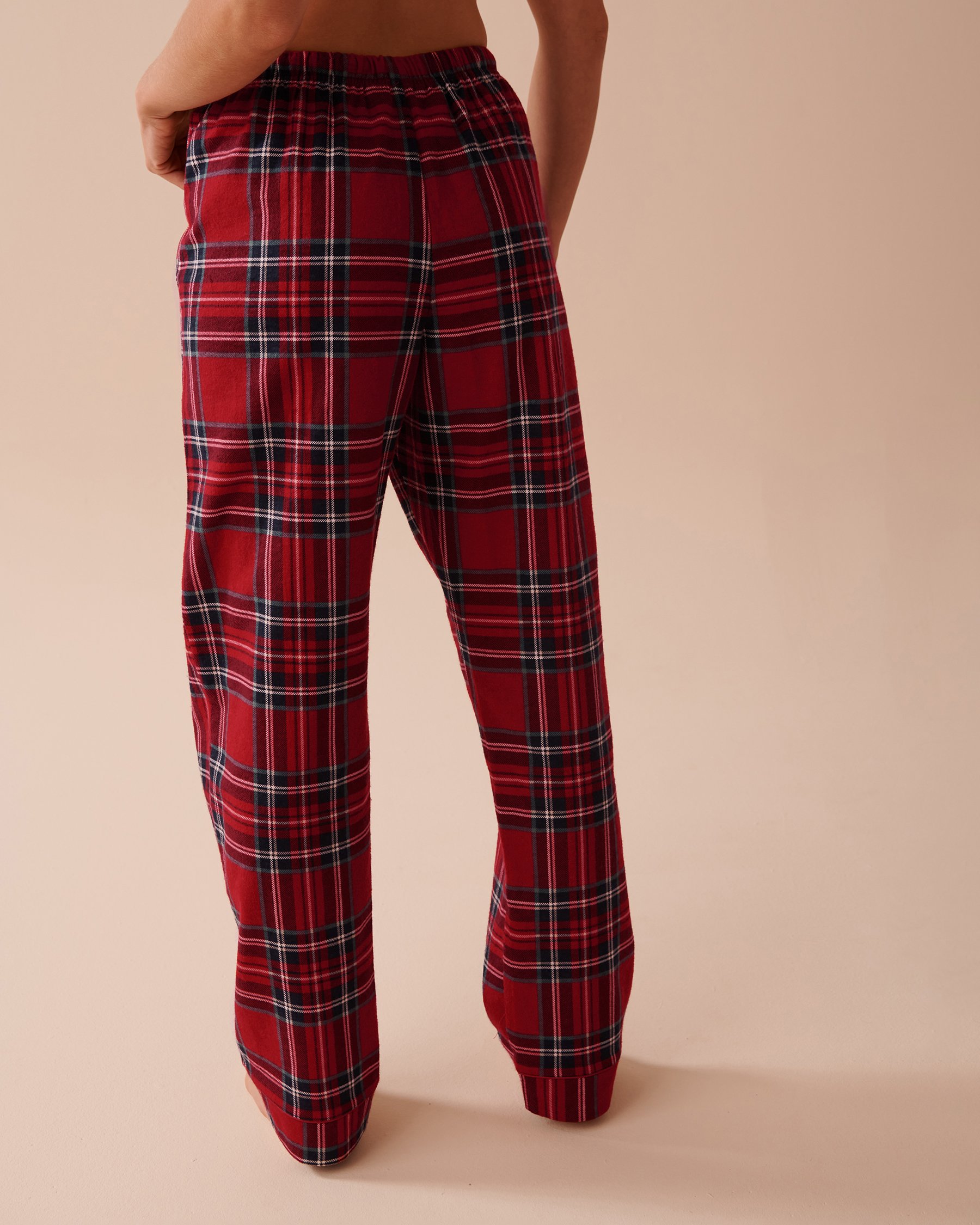 LA VIE EN ROSE Red Plaid Flannel PJ Set Red & Blue Plaid 40400073 - View6