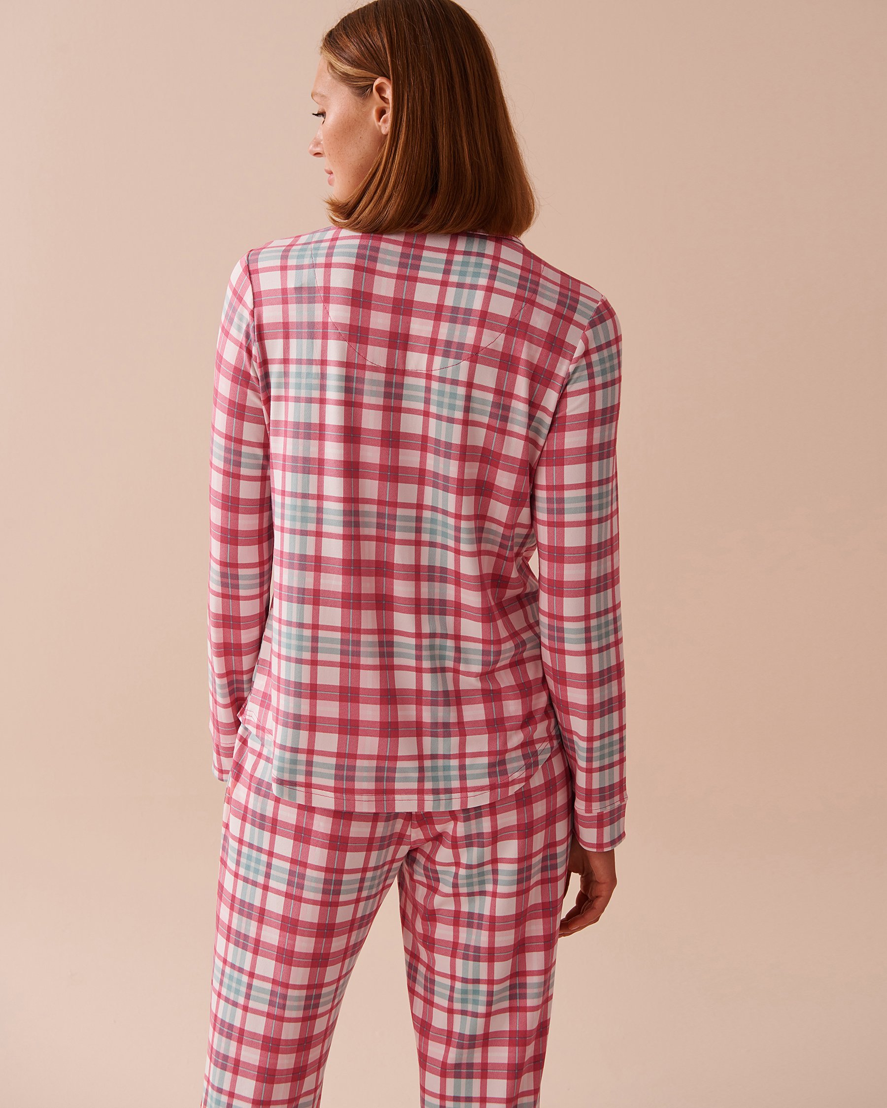 LA VIE EN ROSE Red Stripe Super Soft Button-down Shirt Red & Blue Stripes 40100657 - View2