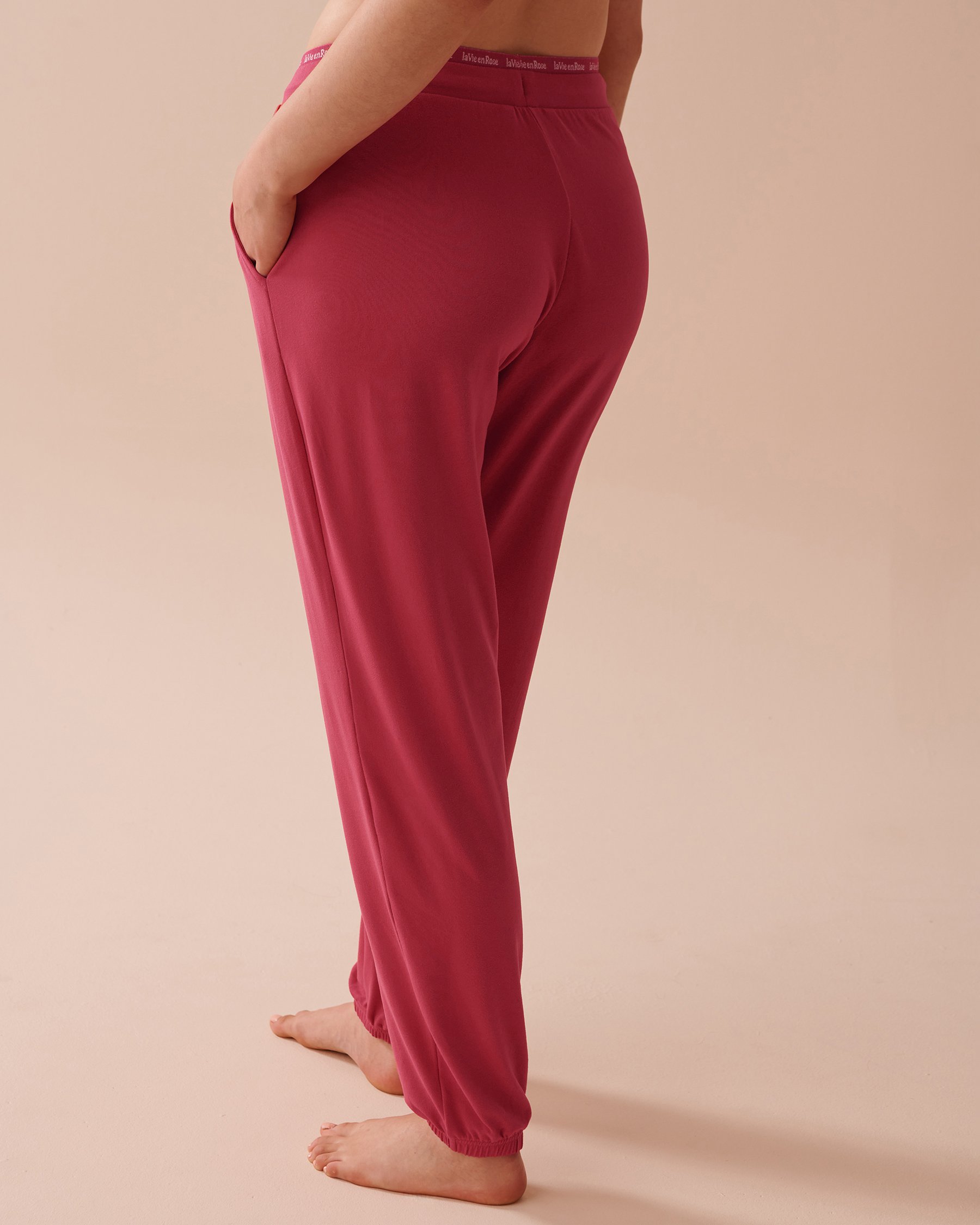 LA VIE EN ROSE Super Soft Jogger Pajama Pants Cherry Red 40200659 - View2