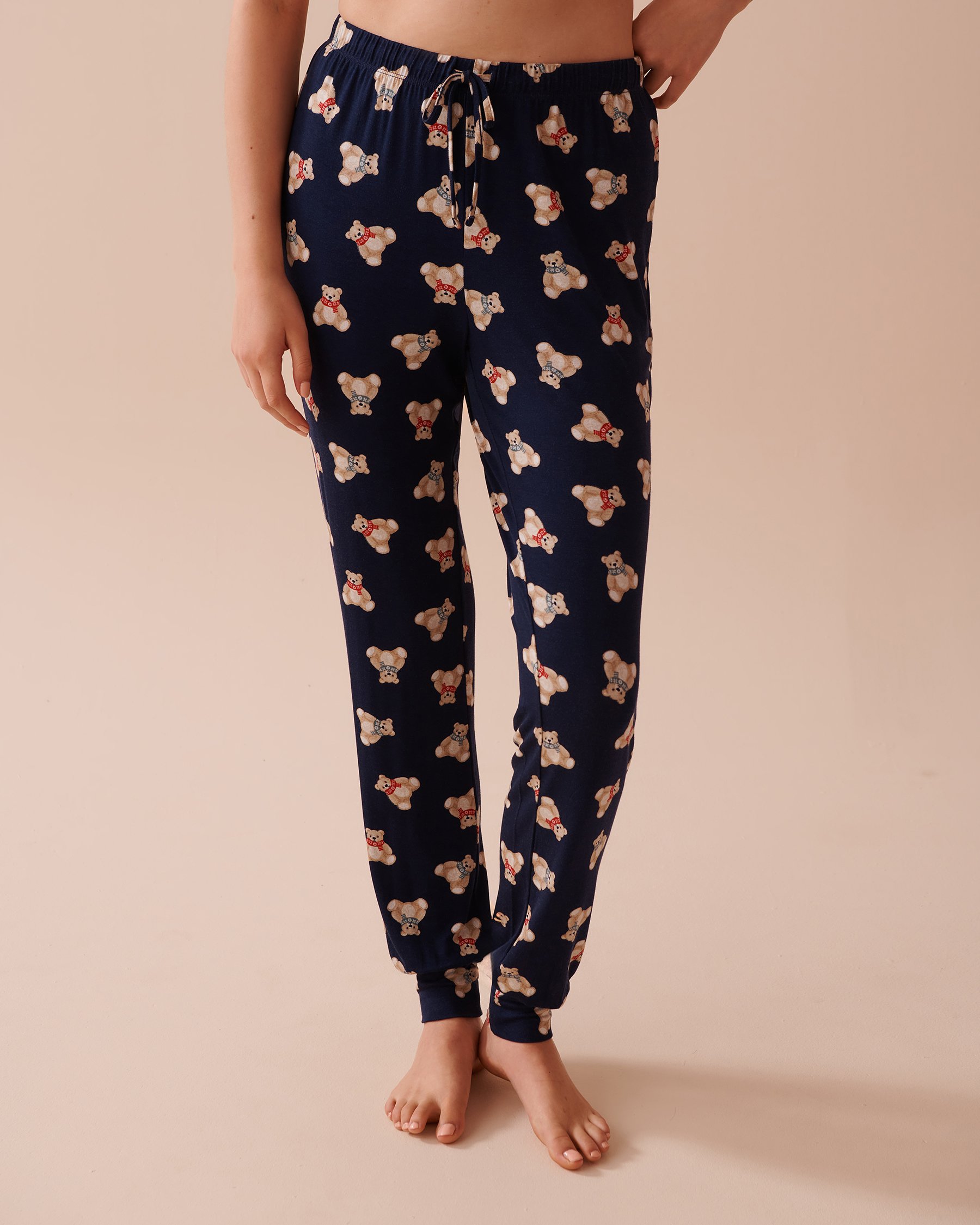 LA VIE EN ROSE Teddy Bear Print Long Sleeve PJ Set Teddy Bear/Evening Blue 40400071 - View5