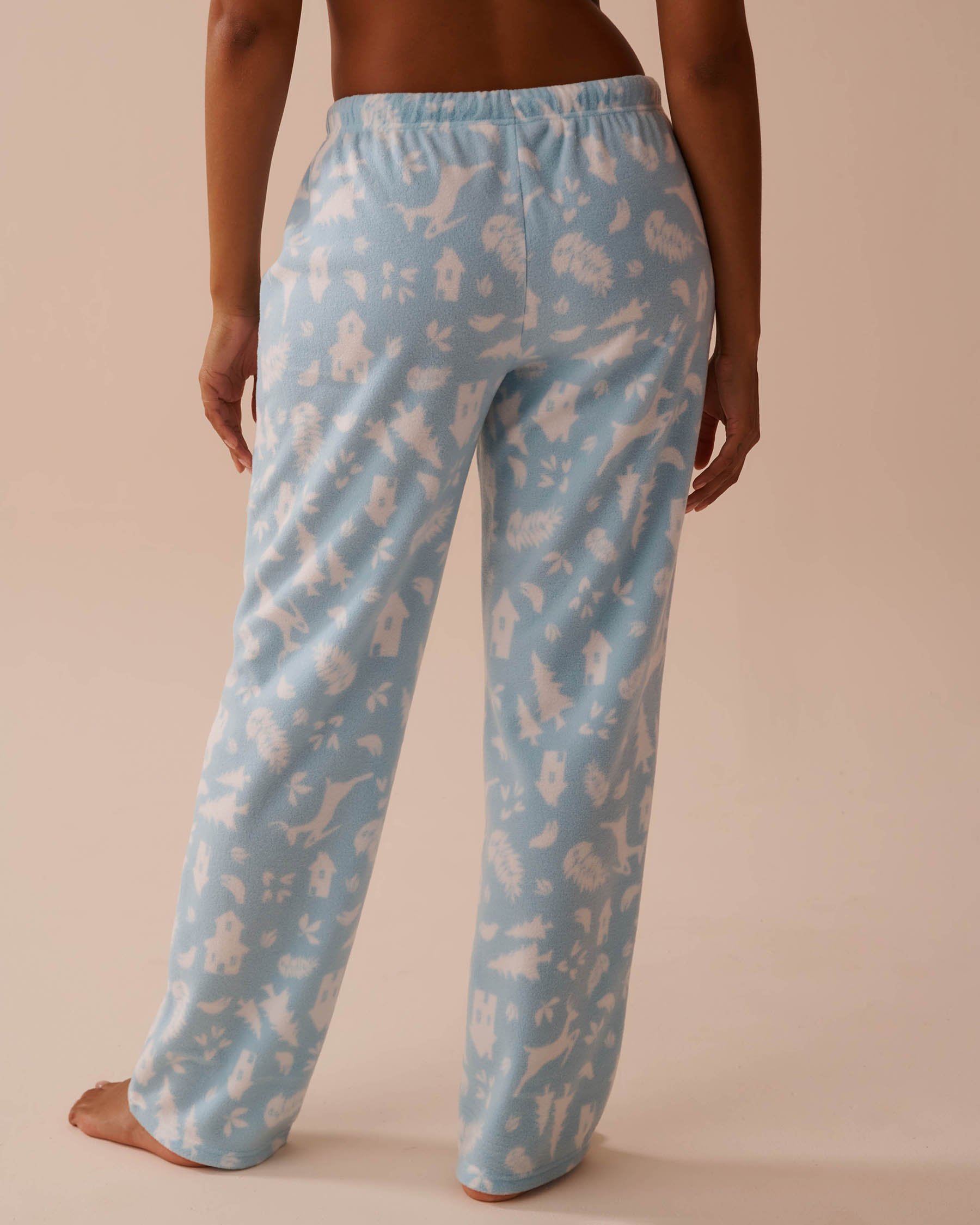 LA VIE EN ROSE Winter Print Micropolar PJ Set Blue Forest 40400074 - View6
