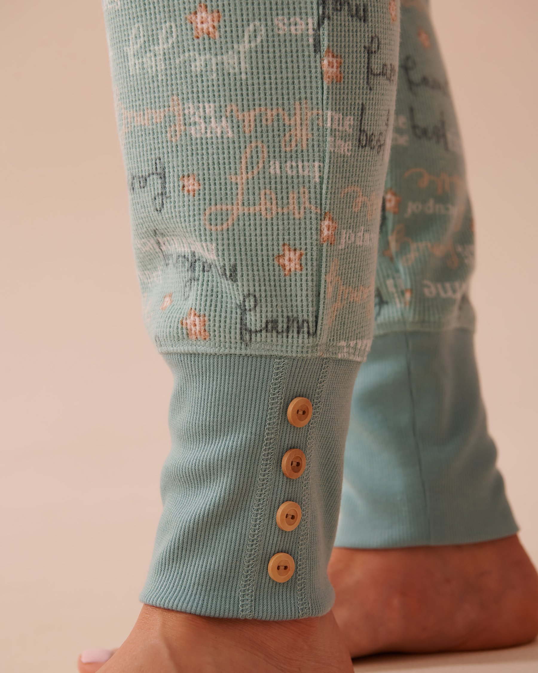 LA VIE EN ROSE Winter Print Waffle Knit Jogger Pajama Pants Soothing Blue 40200631 - View3