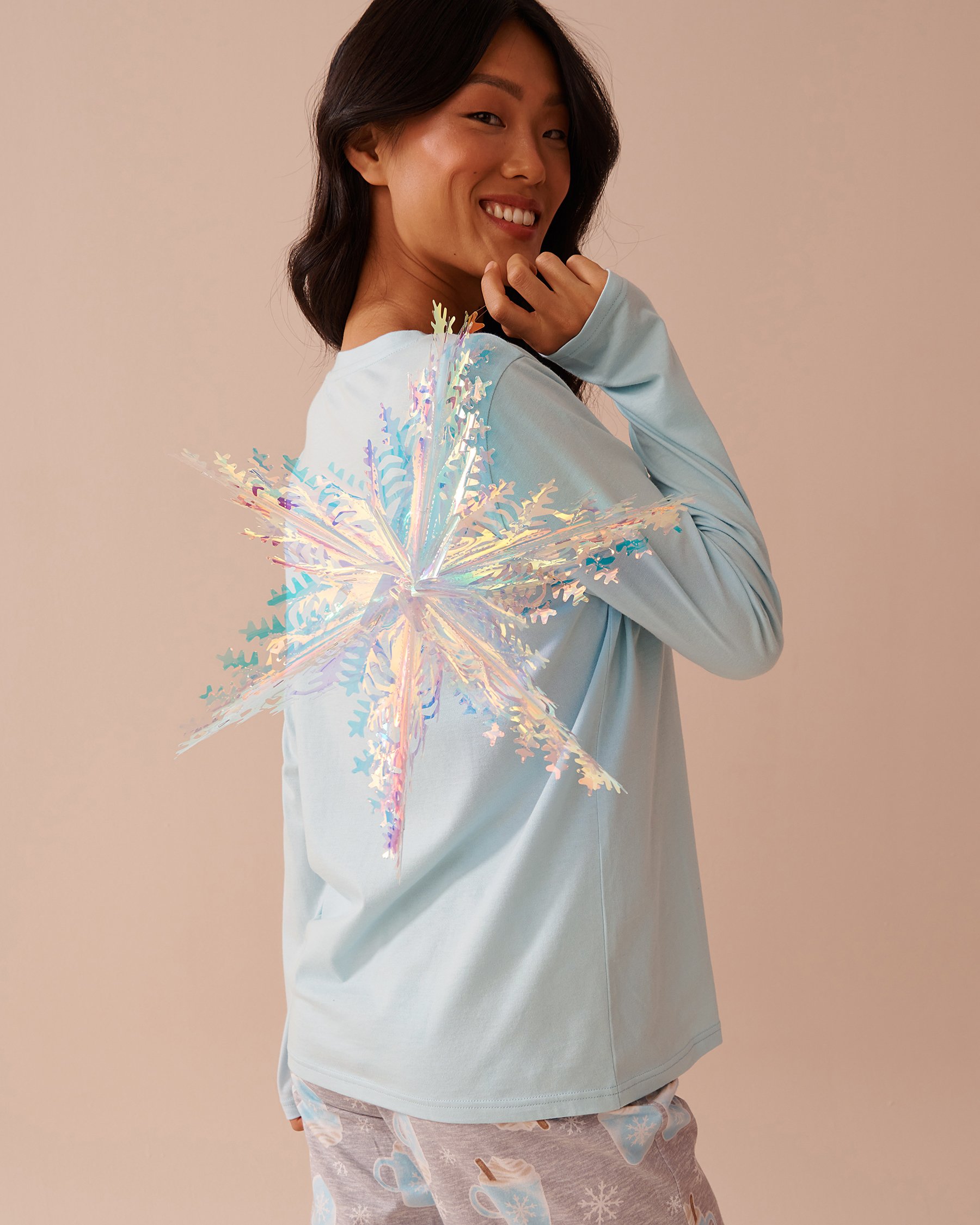 LA VIE EN ROSE Ensemble pyjama en coton imprimé tasses Tasses/Gris 40400075 - Voir5