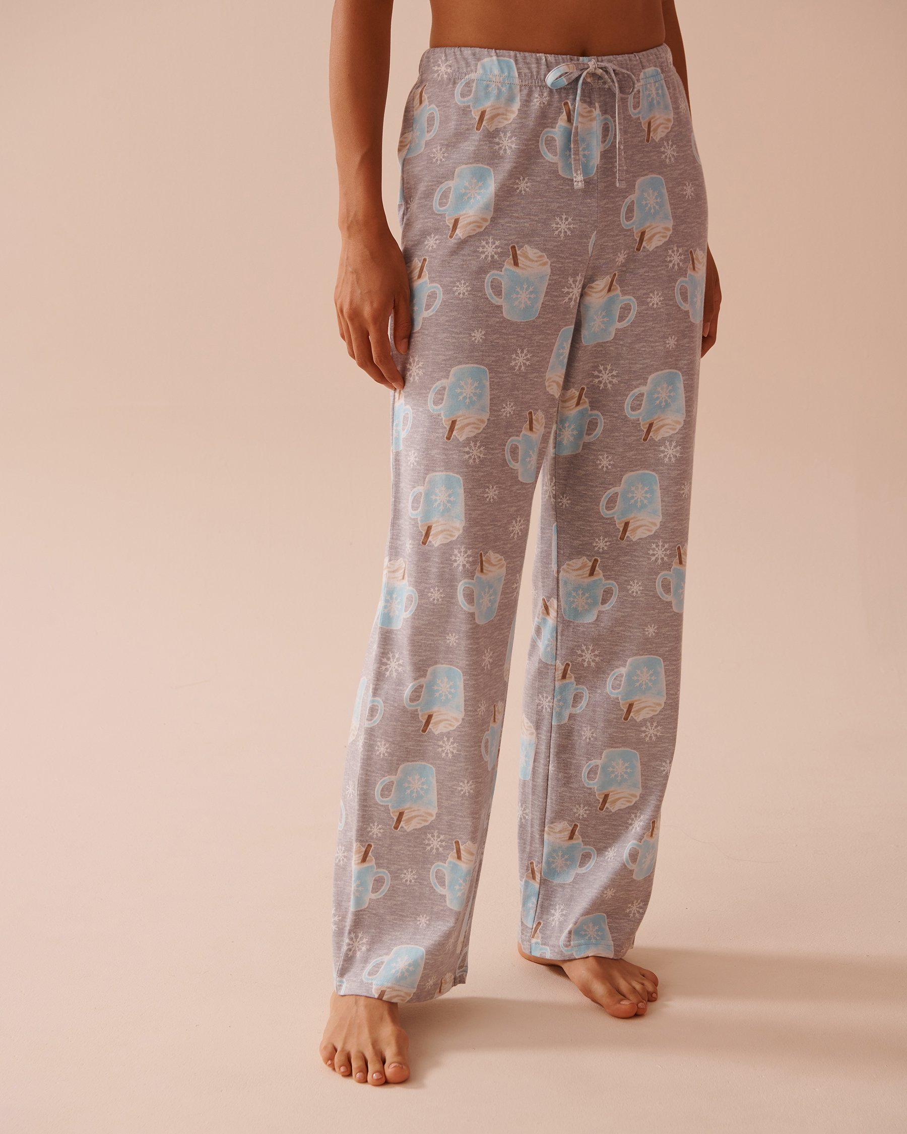 LA VIE EN ROSE Ensemble pyjama en coton imprimé tasses Tasses/Gris 40400075 - Voir7