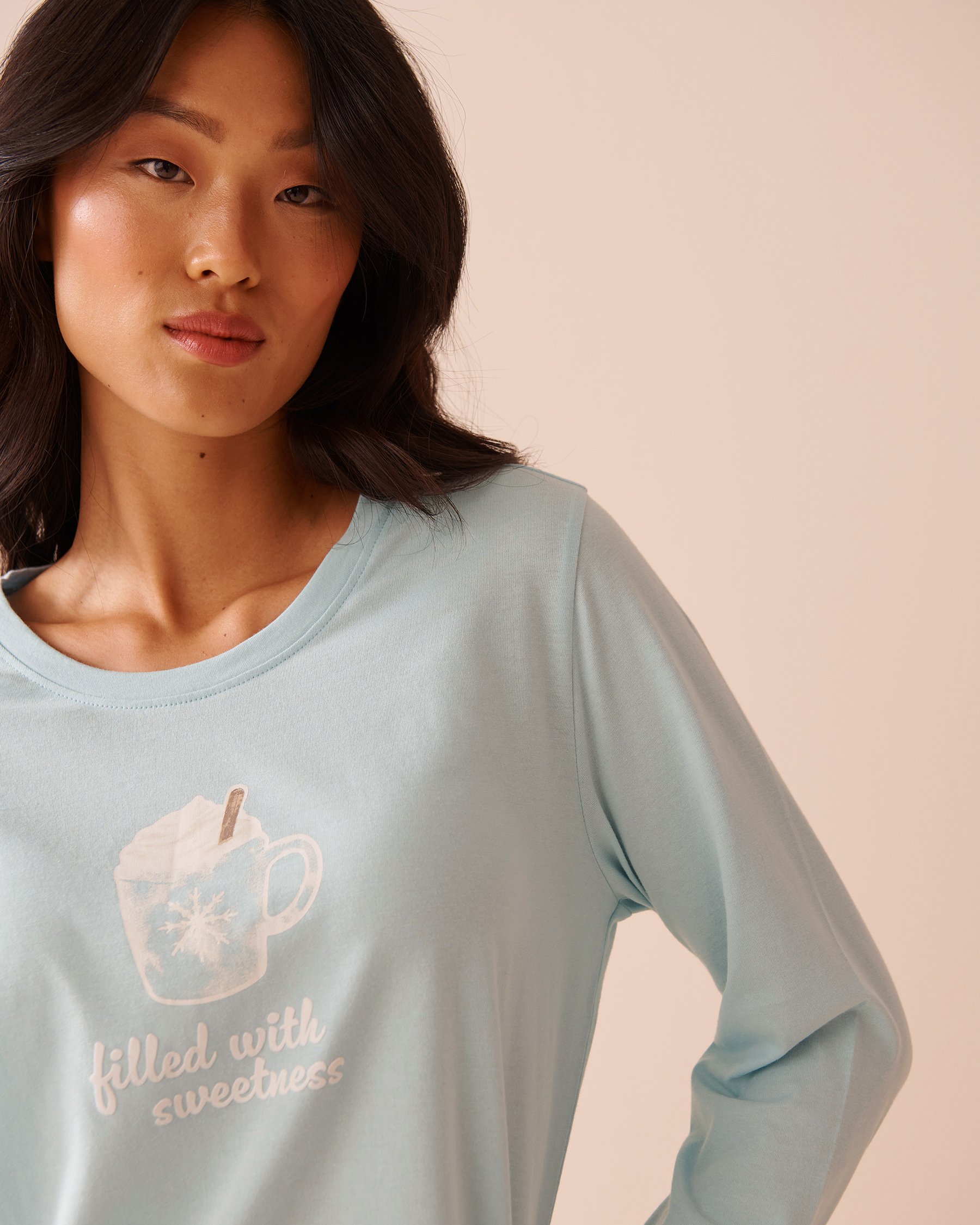 LA VIE EN ROSE Mug Print Cotton PJ Set Mugs/Grey 40400075 - View6