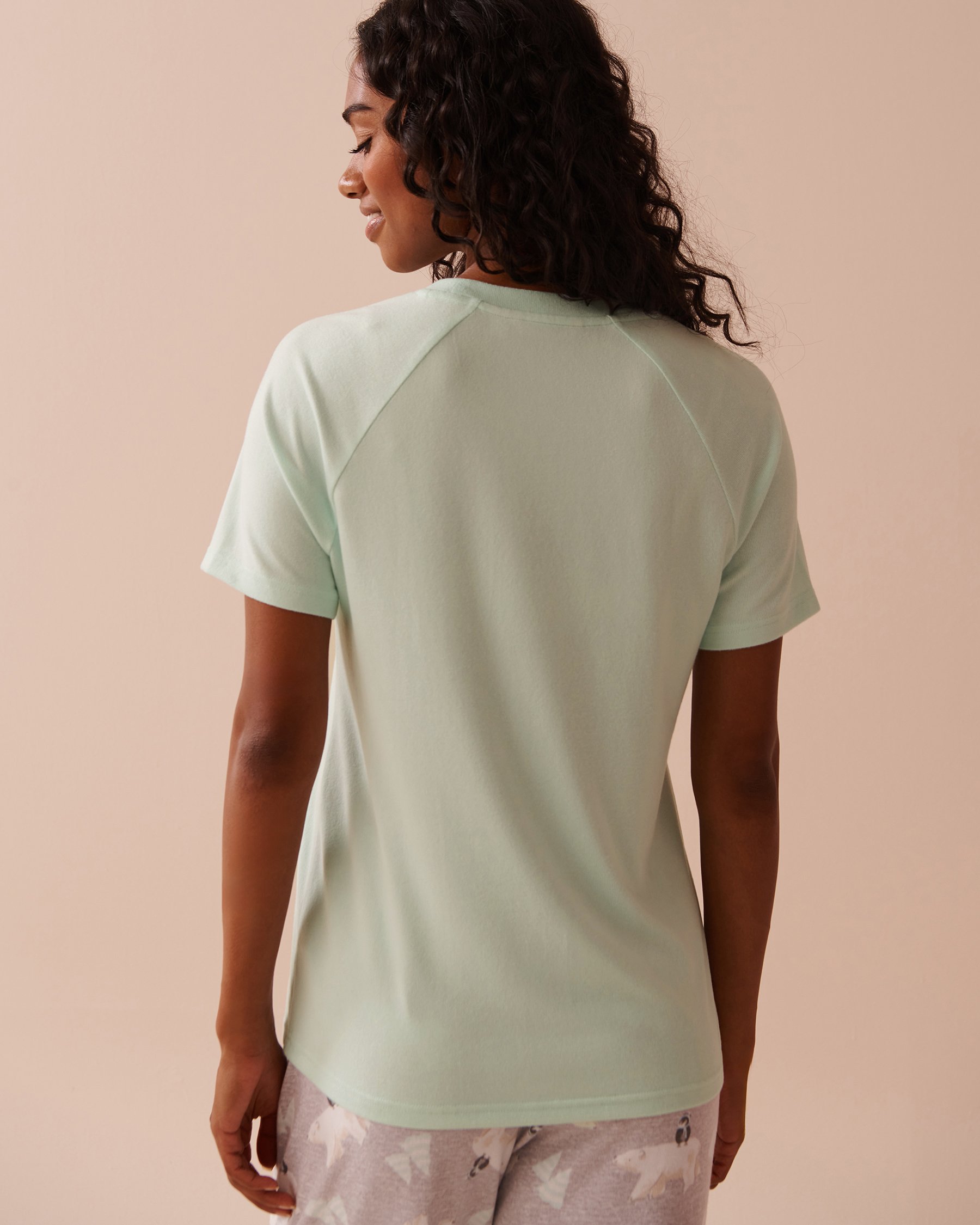 LA VIE EN ROSE T-shirt en fibres recyclées imprimé ours polaire Vert menthe 40100662 - View2