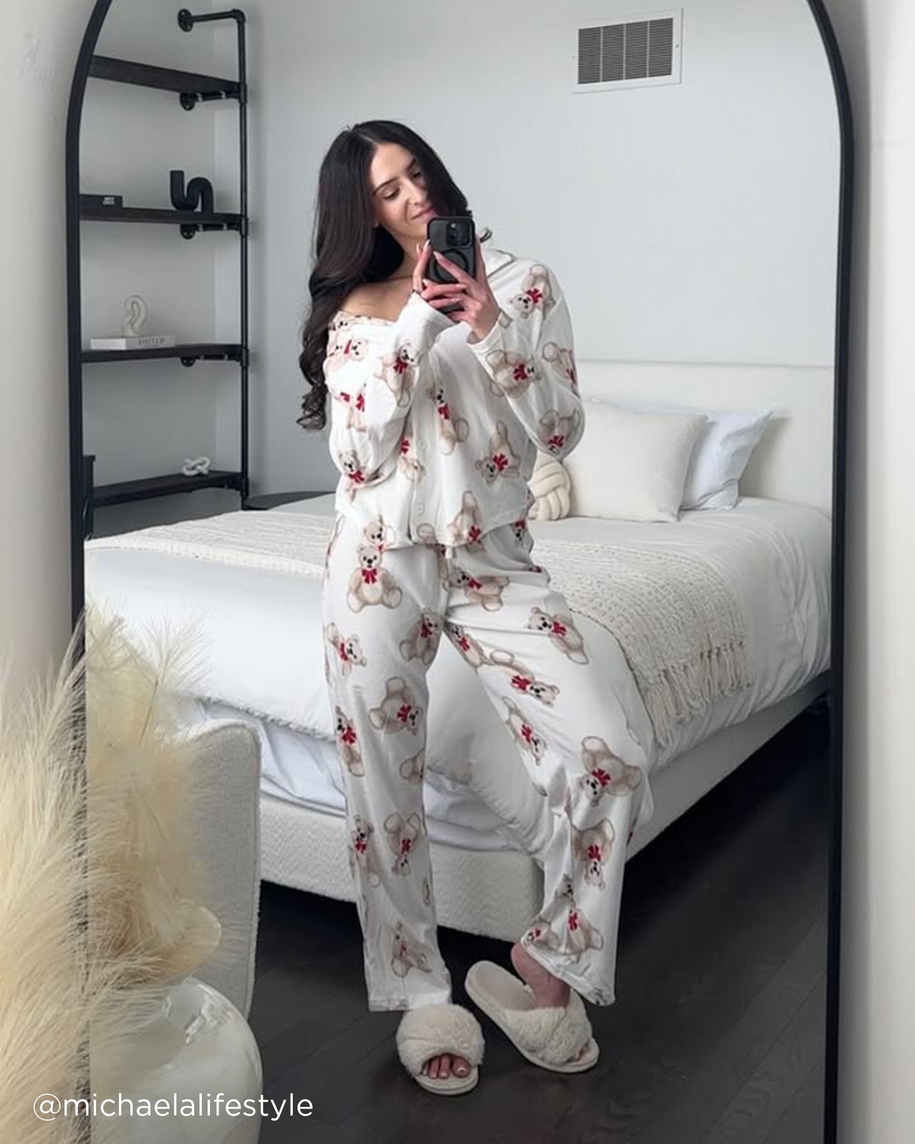 LA VIE EN ROSE Ensemble pyjama en micropolaire imprimé ourson Ourson/Blanc neige 40400074 - View7