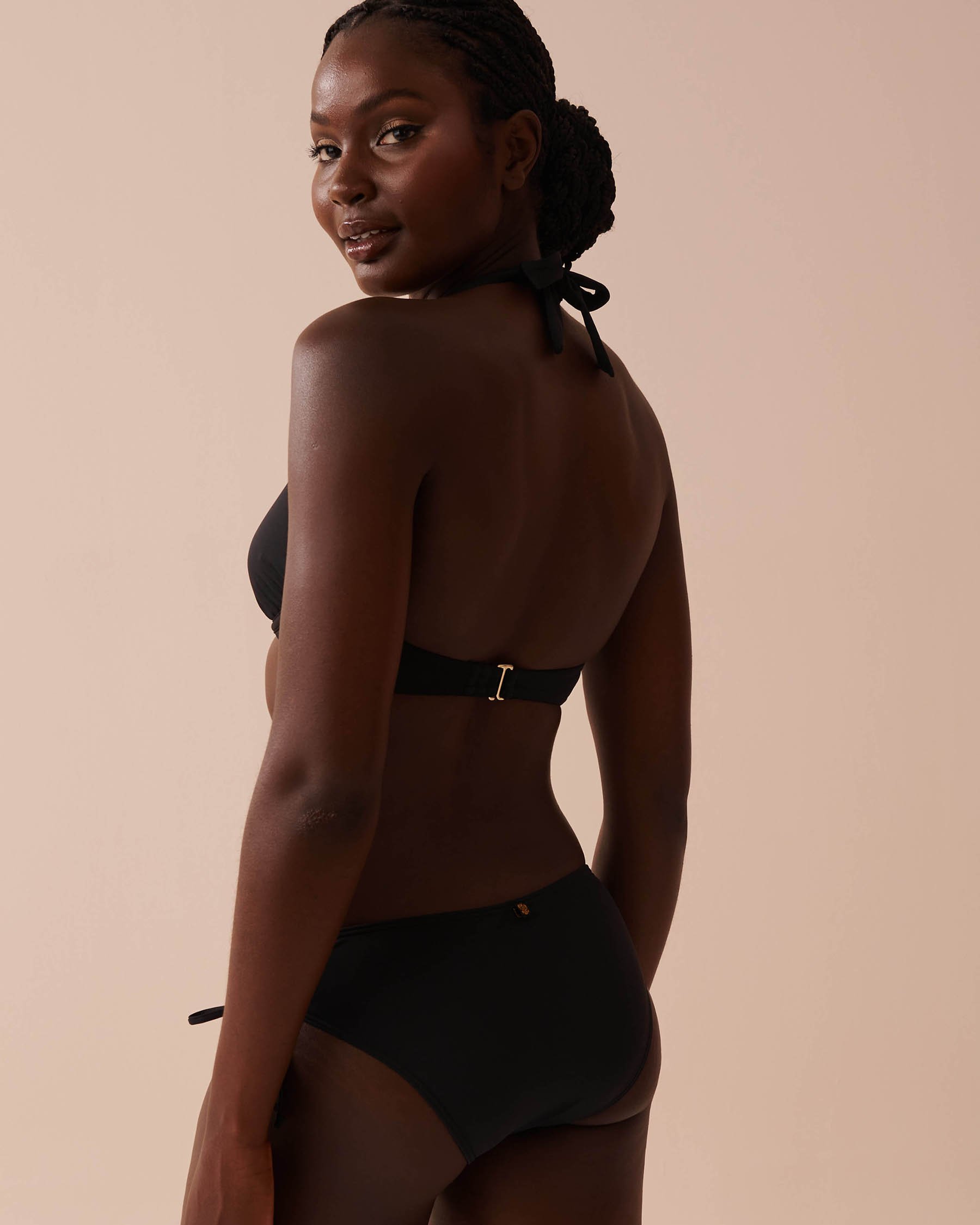 LA VIE EN ROSE AQUA SOLID Plunge Bikini Top Black 70100670 - View2