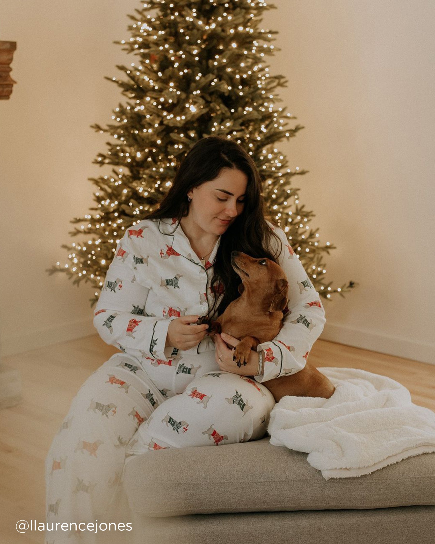 LA VIE EN ROSE Ensemble pyjama en flanelle imprimé teckel Teckel/Blanc neige 40400073 - View7