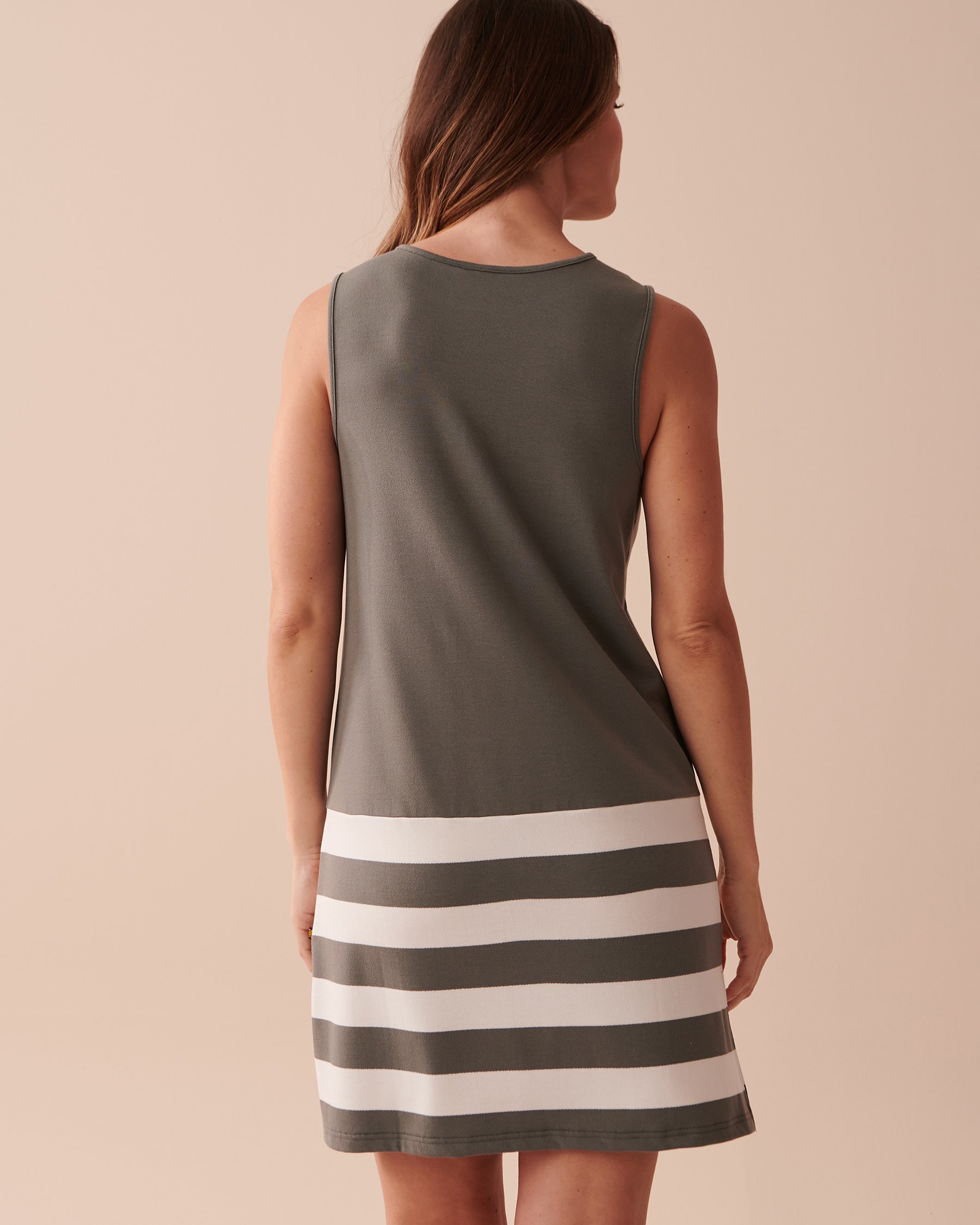 LA VIE EN ROSE AQUA Fitted Jersey Dress Striped Grey 80300081 - View2