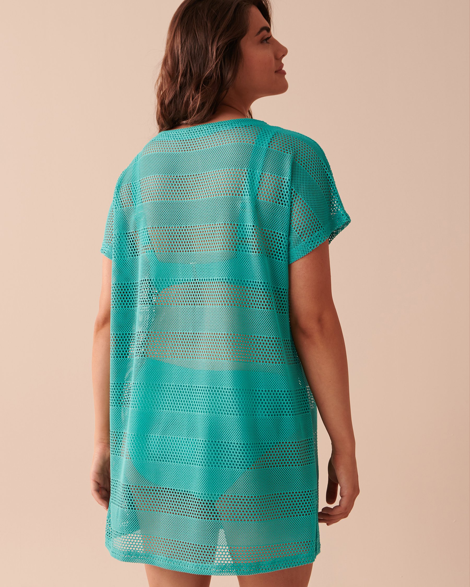 LA VIE EN ROSE AQUA Crochet Tunic Turquoise 80400047 - View2