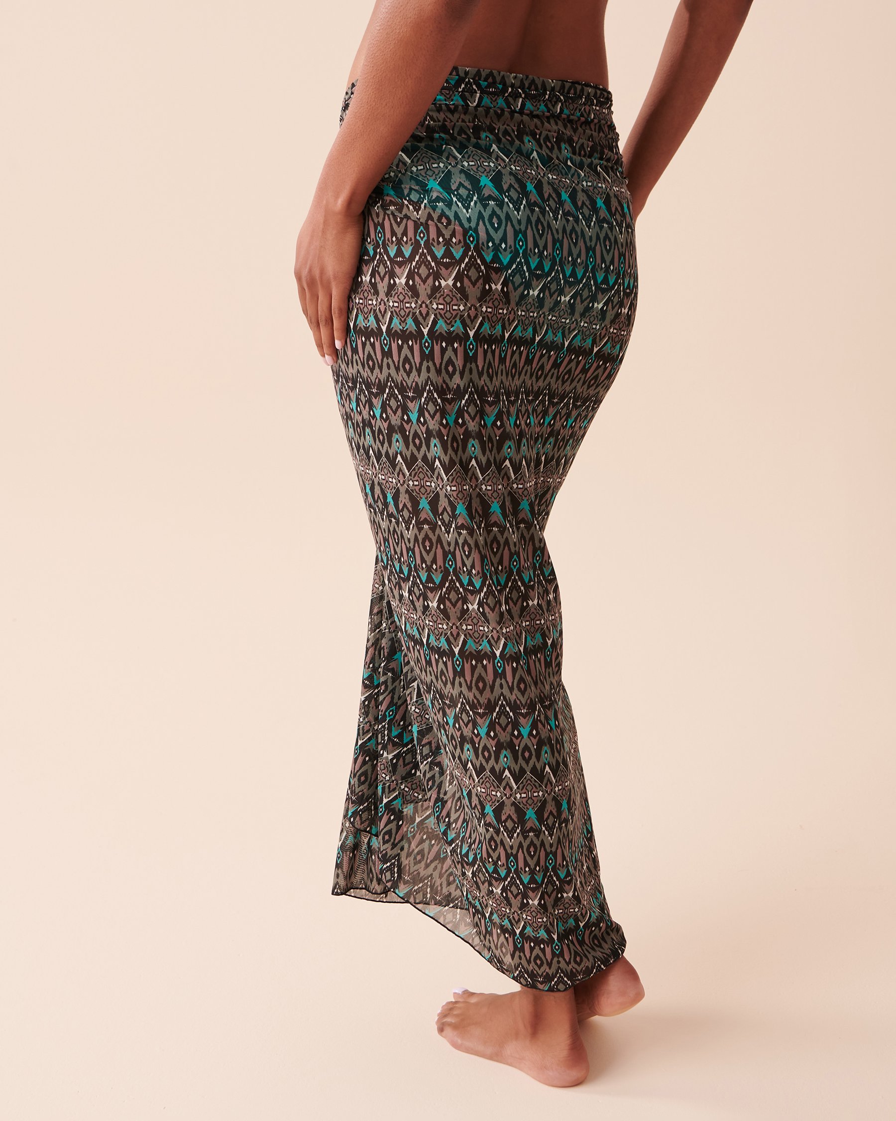 LA VIE EN ROSE AQUA Long Mesh Pareo Blue Tile 80200042 - View2