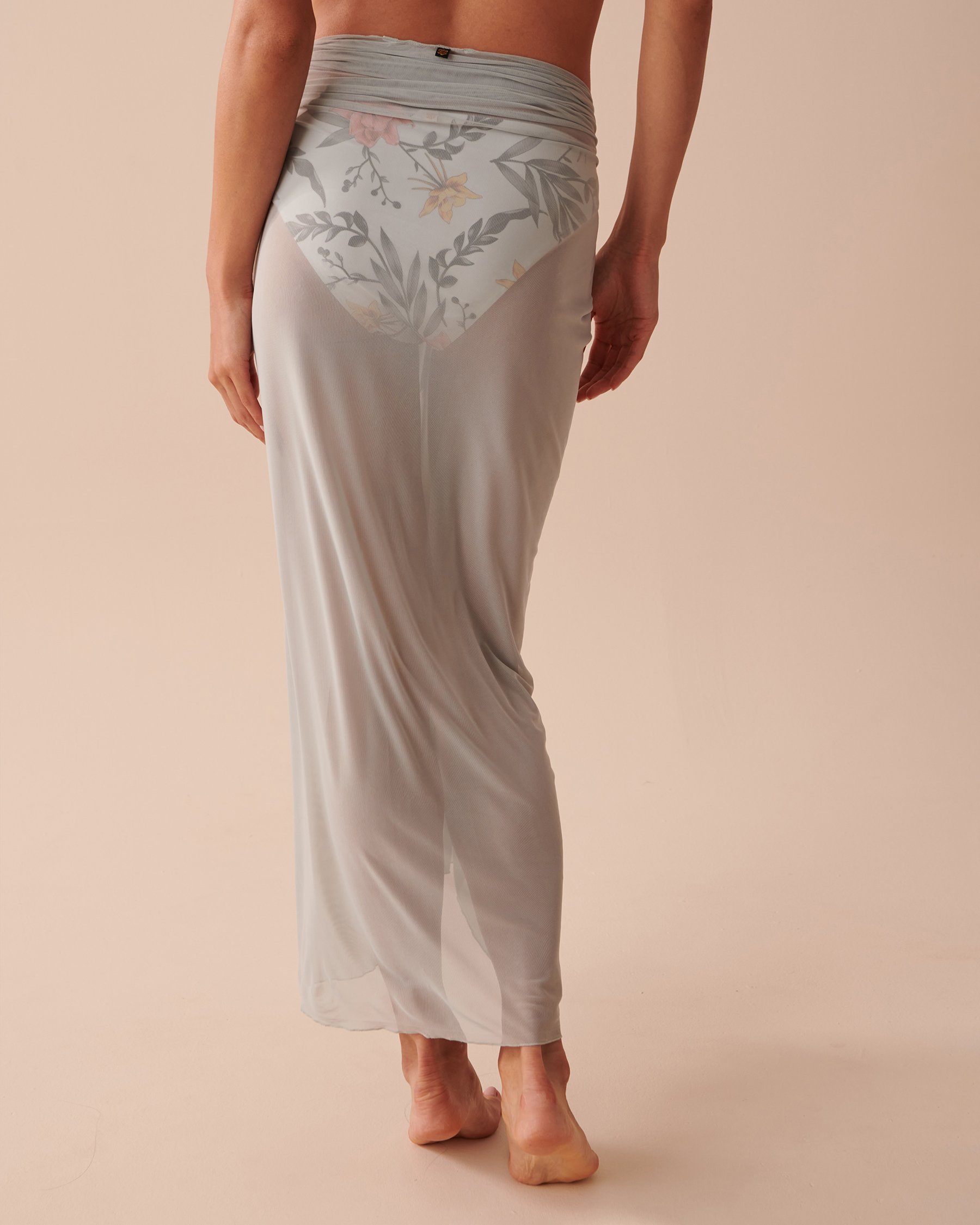 LA VIE EN ROSE AQUA Long Mesh Pareo Light Green Grey 80200042 - View3