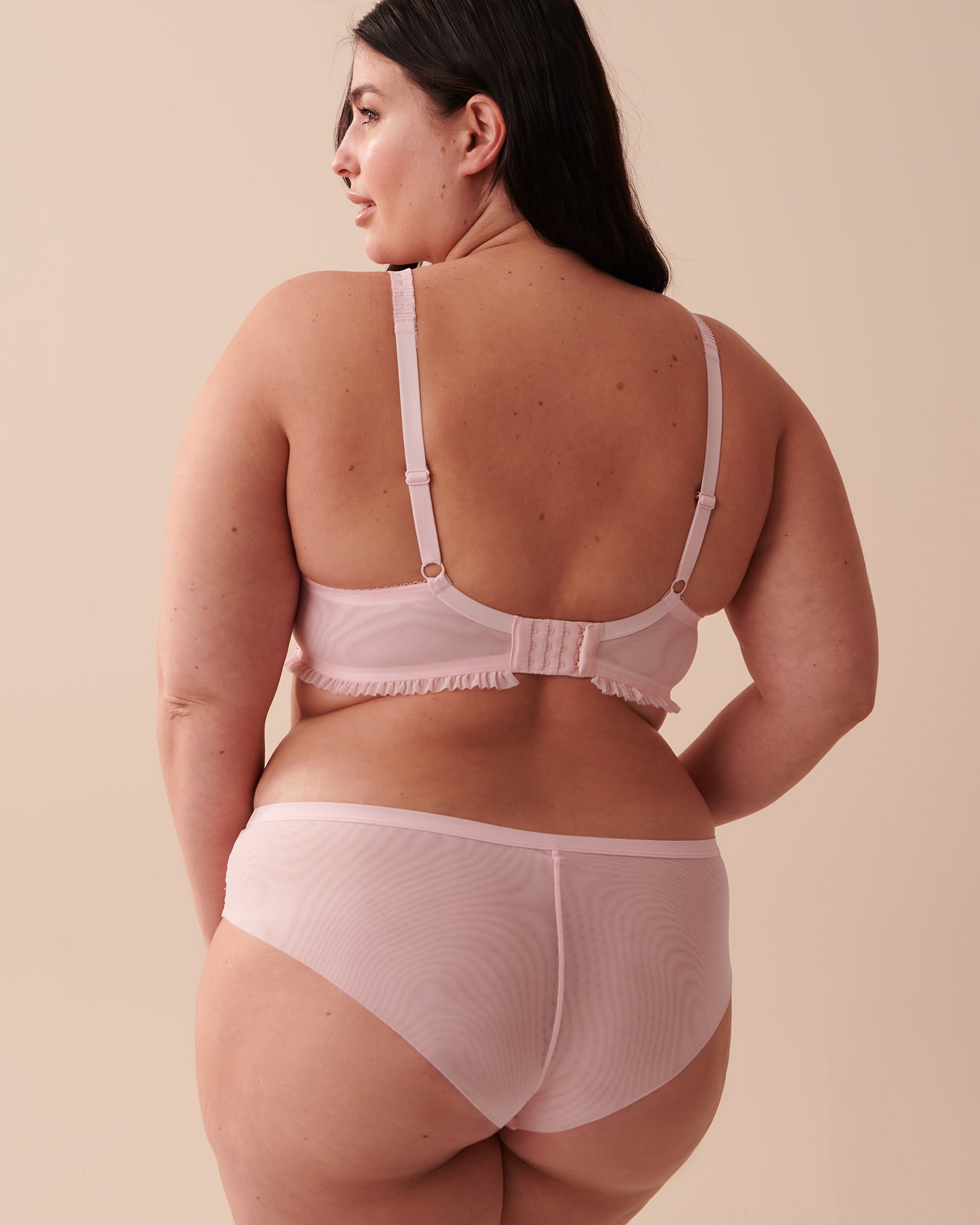 LA VIE EN ROSE Lightly Lined Embroidered Mesh Bra Pink Floral Embroidery 10200354 - View2