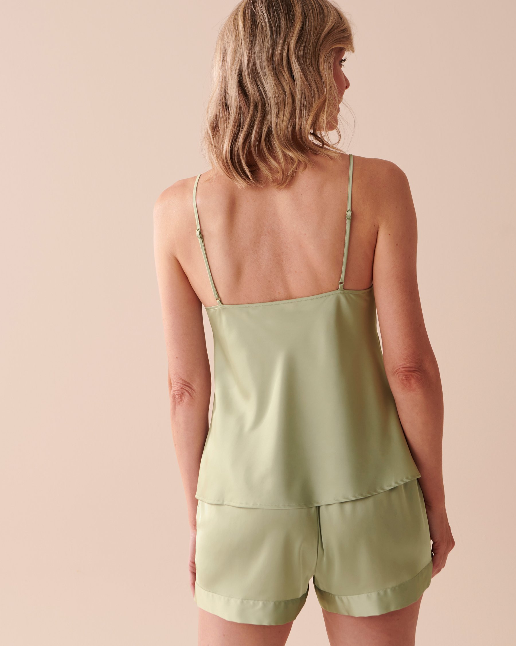 LA VIE EN ROSE Satin Cami Soothing Sage 60100090 - View2