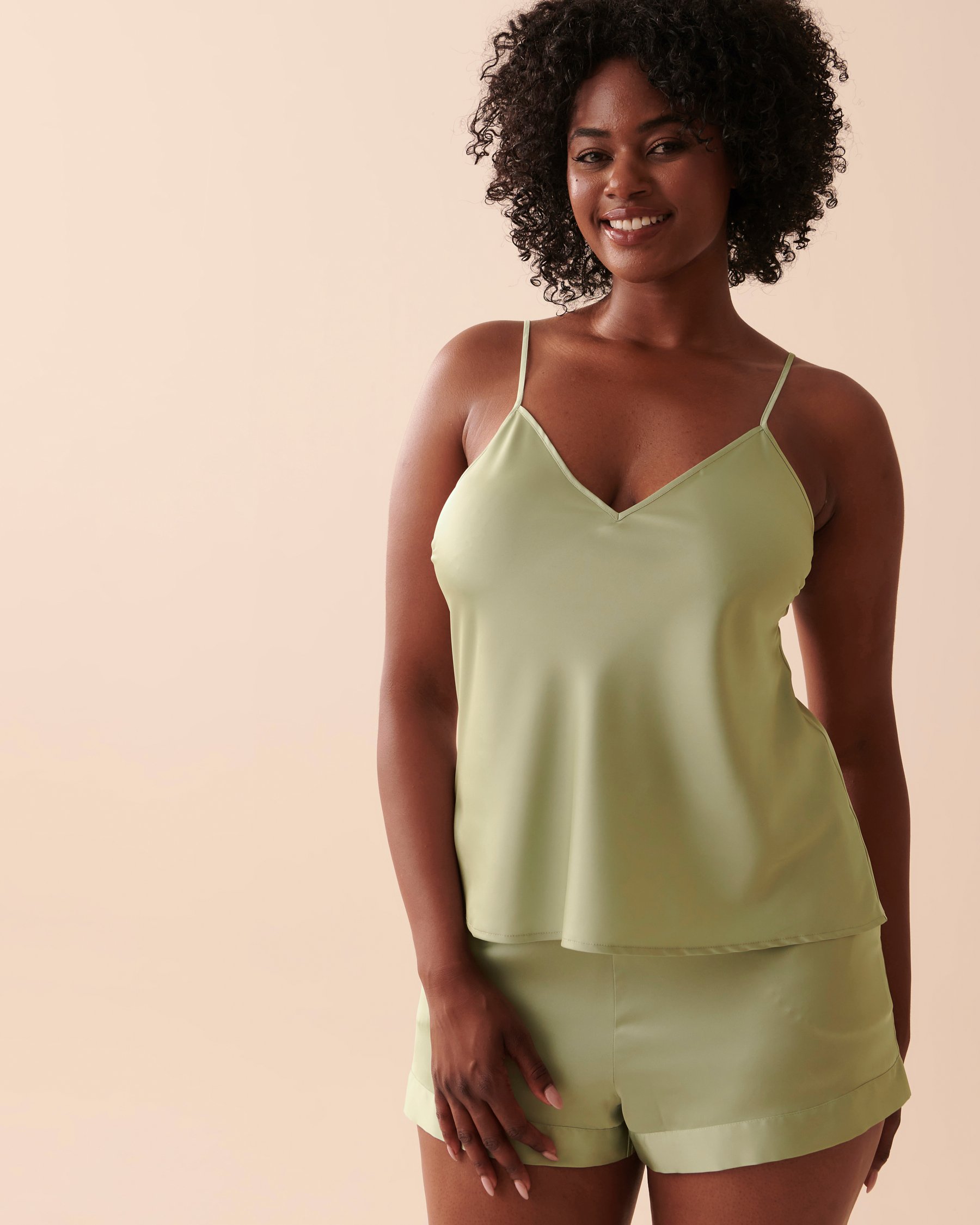LA VIE EN ROSE Satin Cami Soothing Sage 60100090 - View4