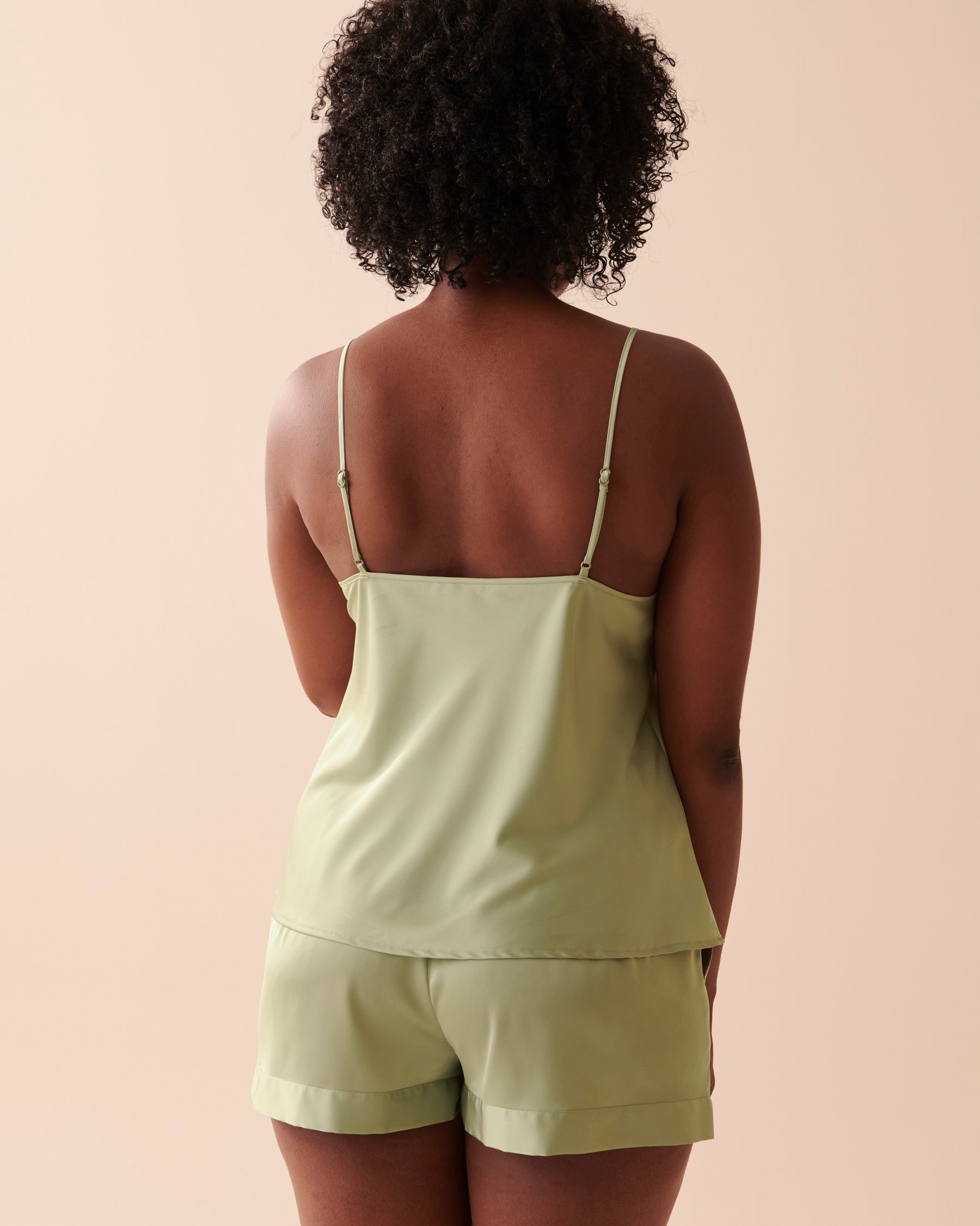 LA VIE EN ROSE Satin Cami Soothing Sage 60100090 - View5