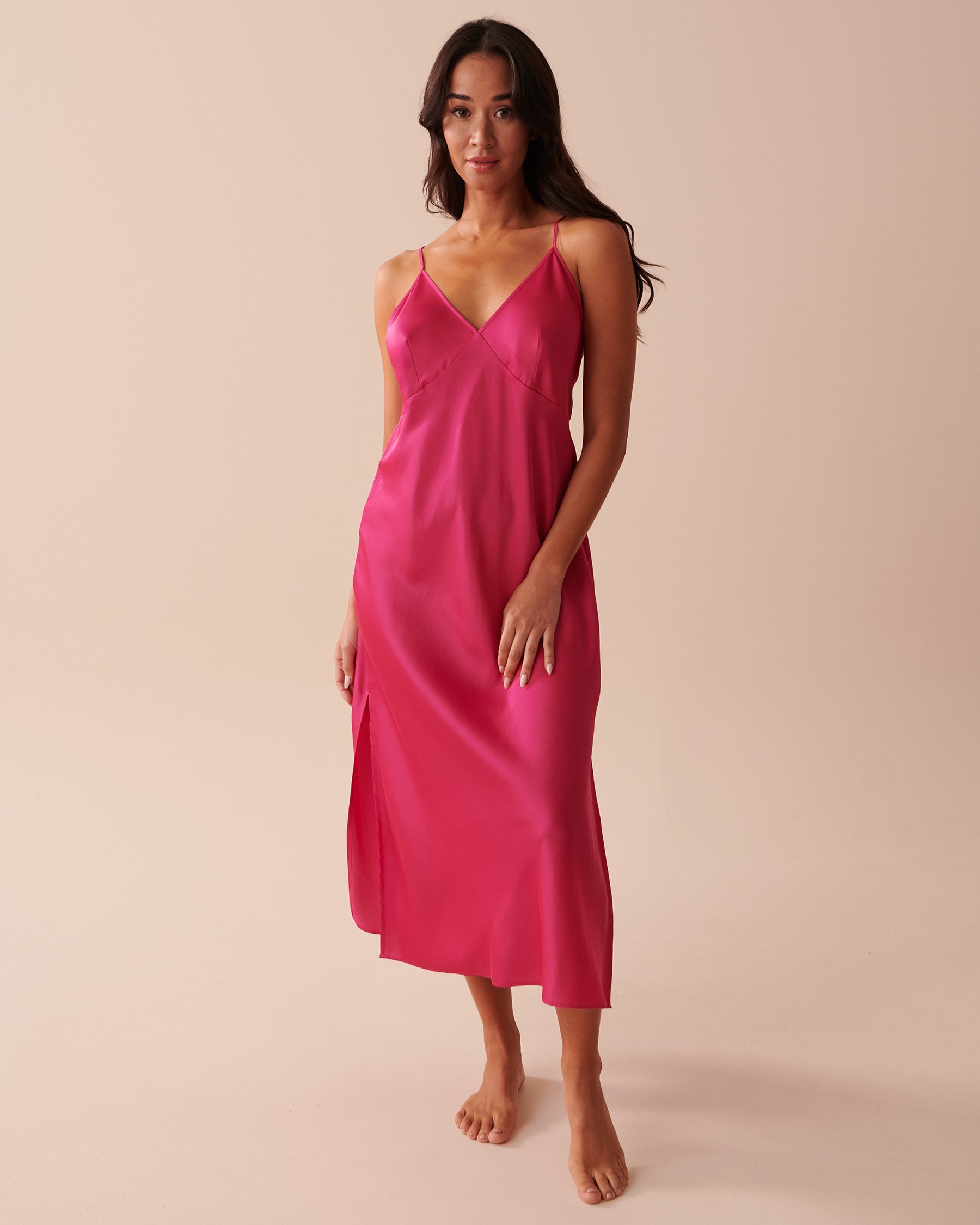 LA VIE EN ROSE Nuisette en satin Rose intense 60500126 - Voir1