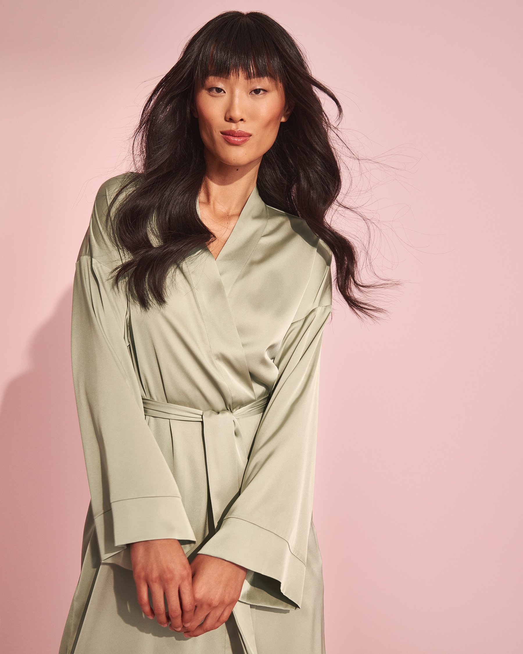 LA VIE EN ROSE Kimono en satin Sauge apaisante 60600065 - View1