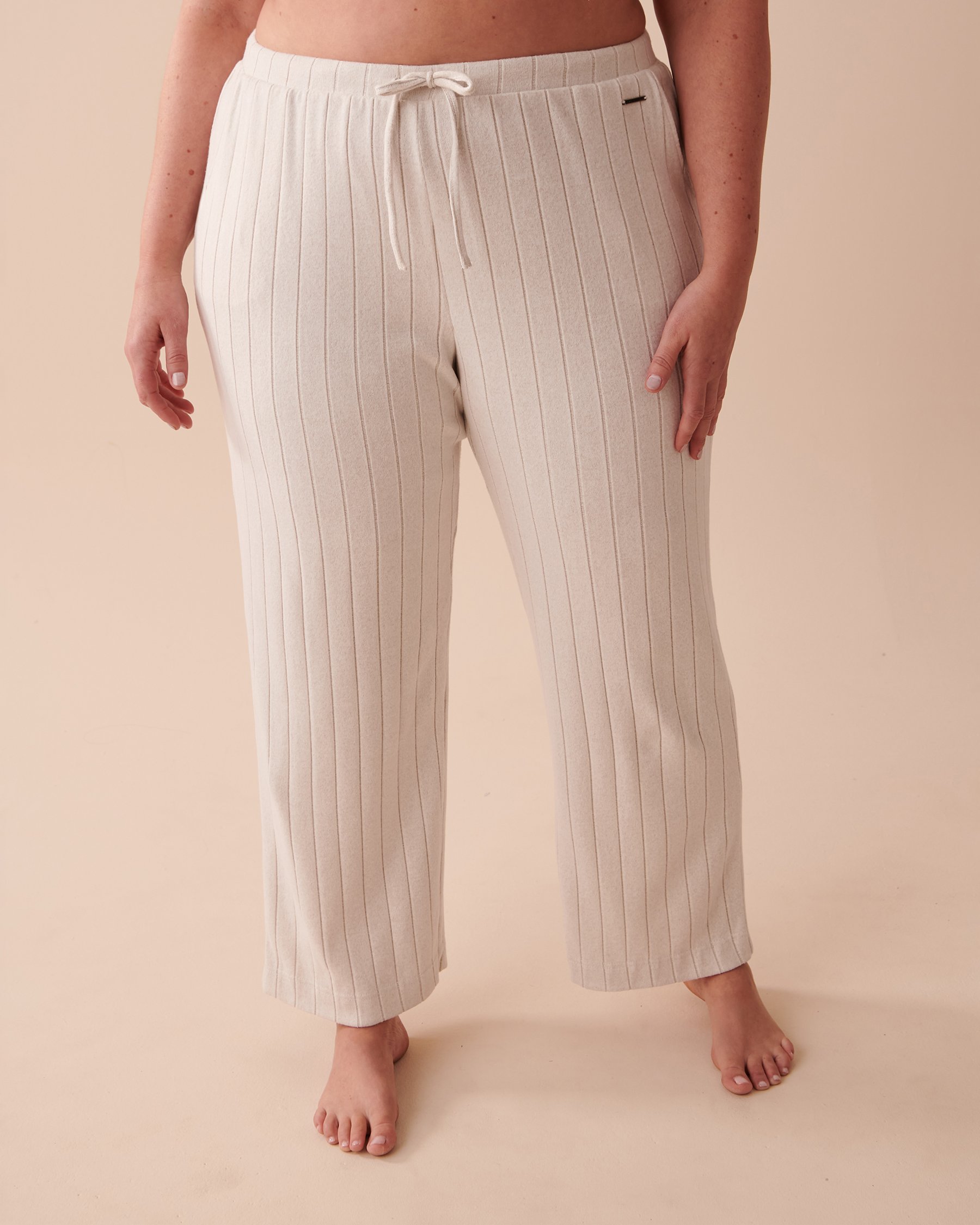 LA VIE EN ROSE Ribbed Wide Leg Pants Beige 50200066 - View3