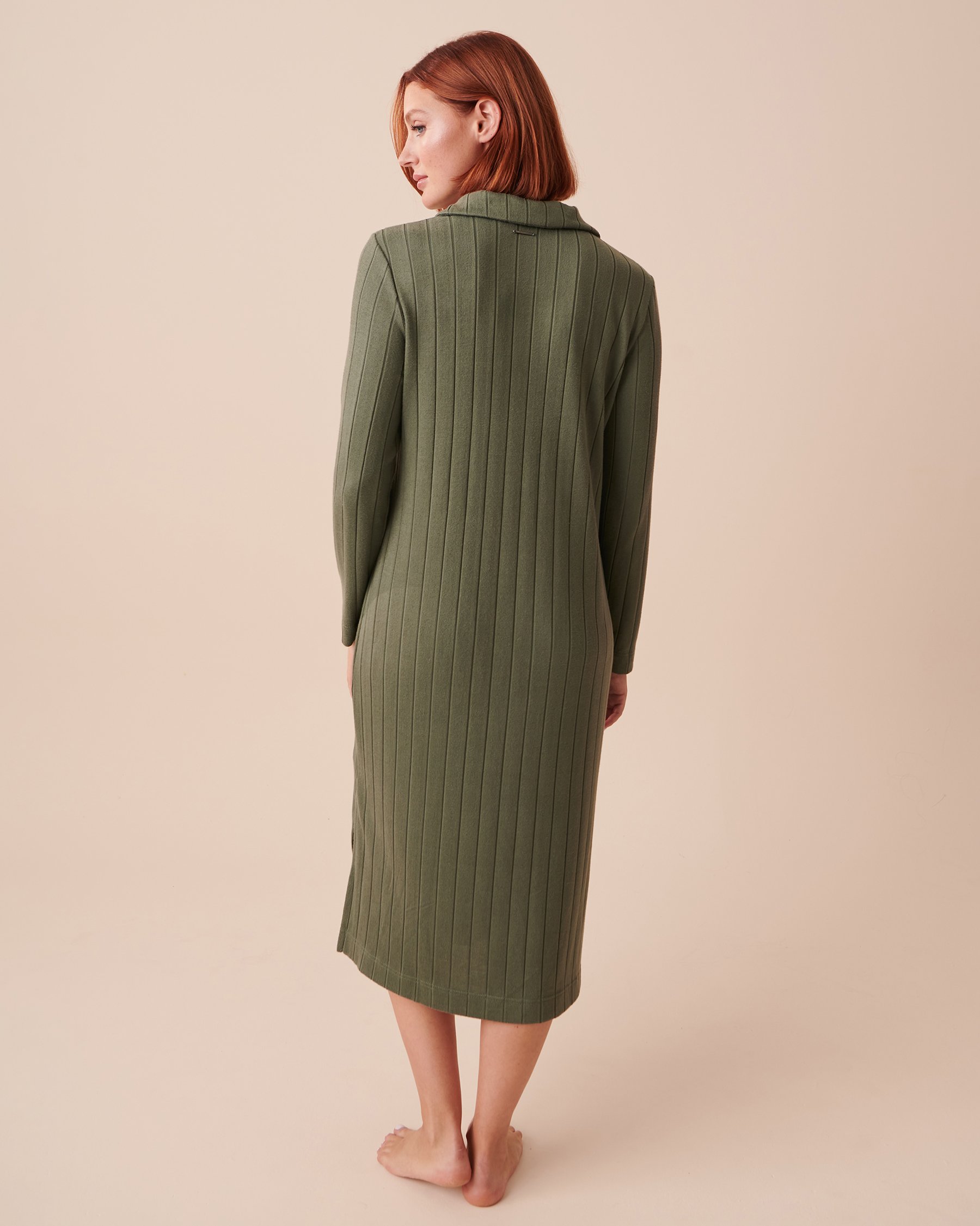 LA VIE EN ROSE Ribbed Long Sleeve Dress Tender Green 50400039 - View2