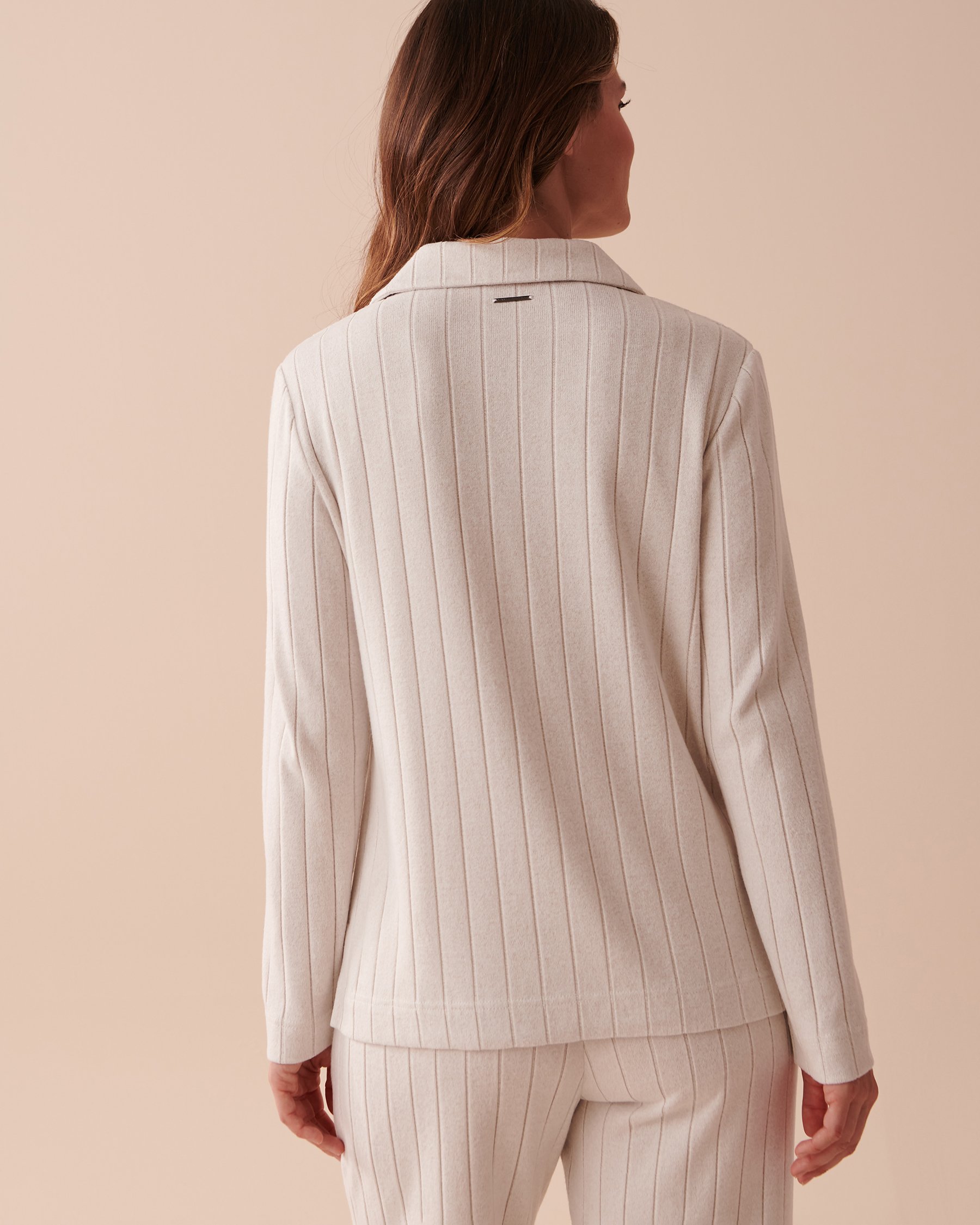 LA VIE EN ROSE Ribbed Long Sleeve Shirt Beige 50100080 - View2