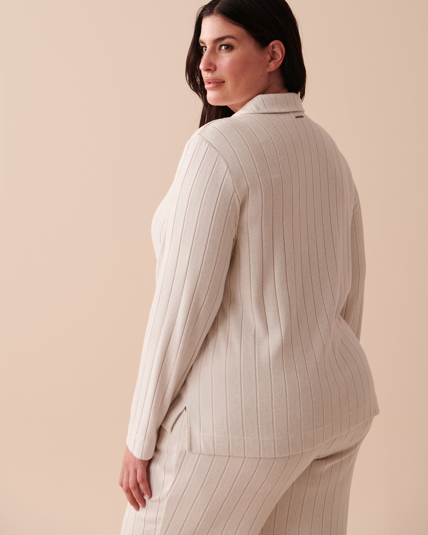 LA VIE EN ROSE Ribbed Long Sleeve Shirt Beige 50100080 - View7