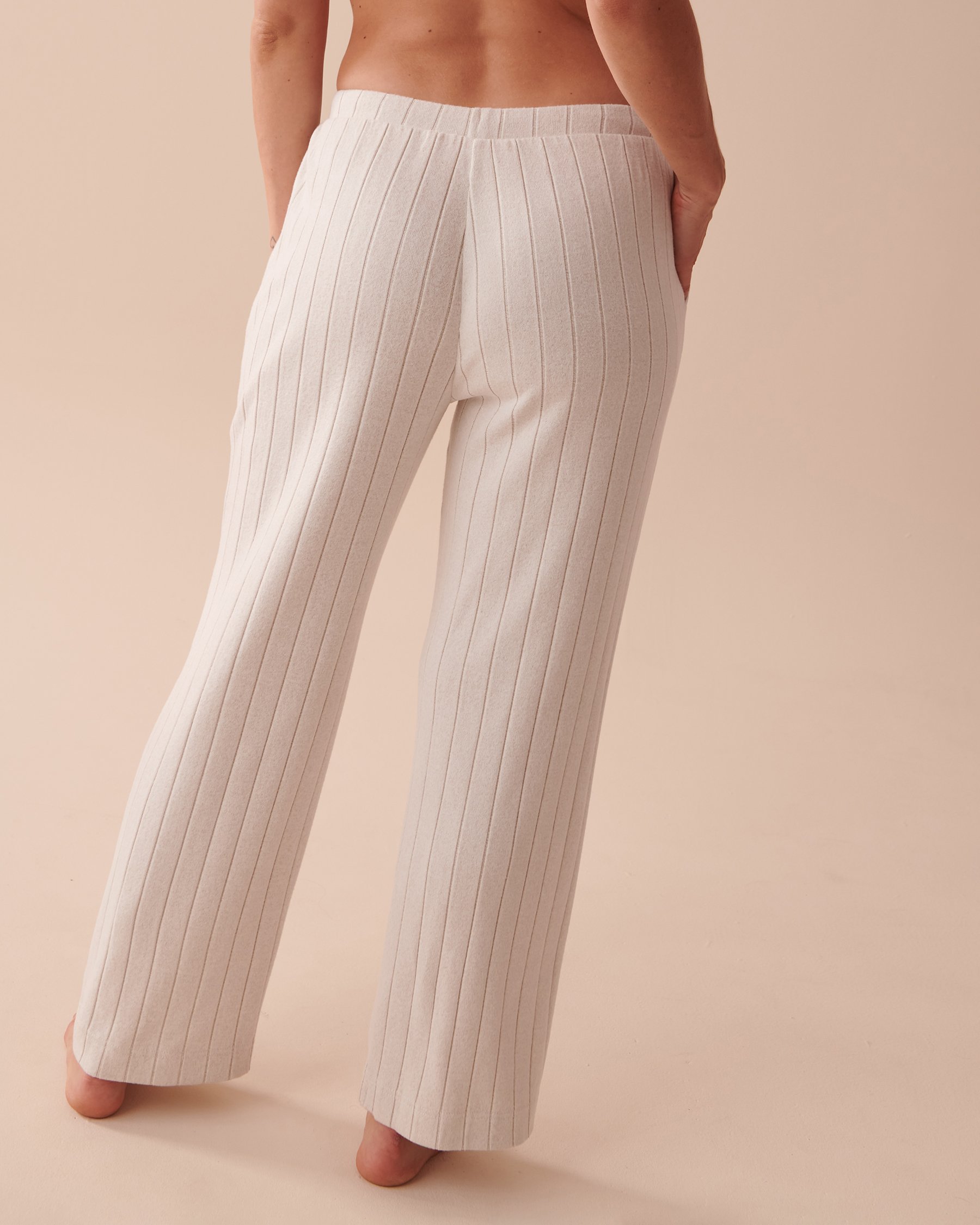LA VIE EN ROSE Ribbed Wide Leg Pants Beige 50200066 - View2