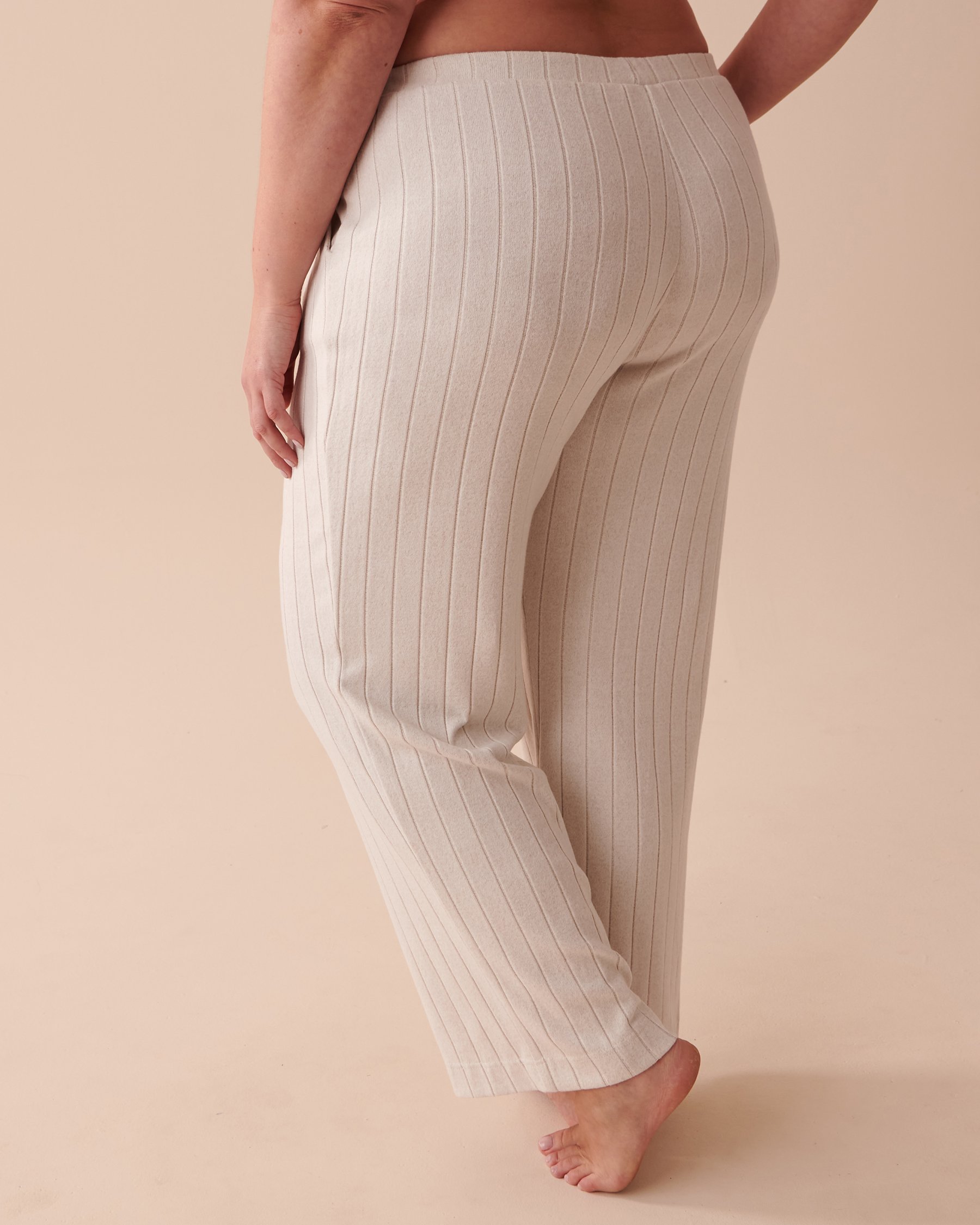 LA VIE EN ROSE Ribbed Wide Leg Pants Beige 50200066 - View4