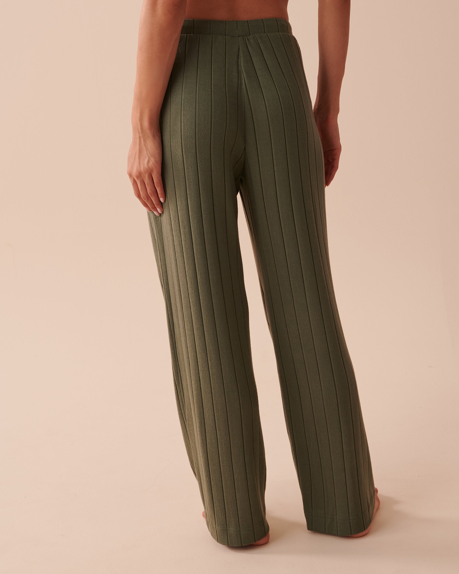 LA VIE EN ROSE Ribbed Wide Leg Pants Tender Green 50200066 - View1