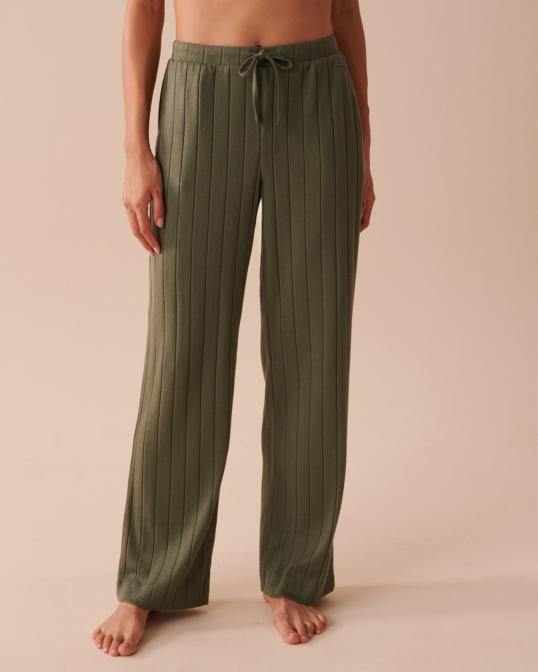 LA VIE EN ROSE Ribbed Wide Leg Pants Tender Green 50200066 - View2