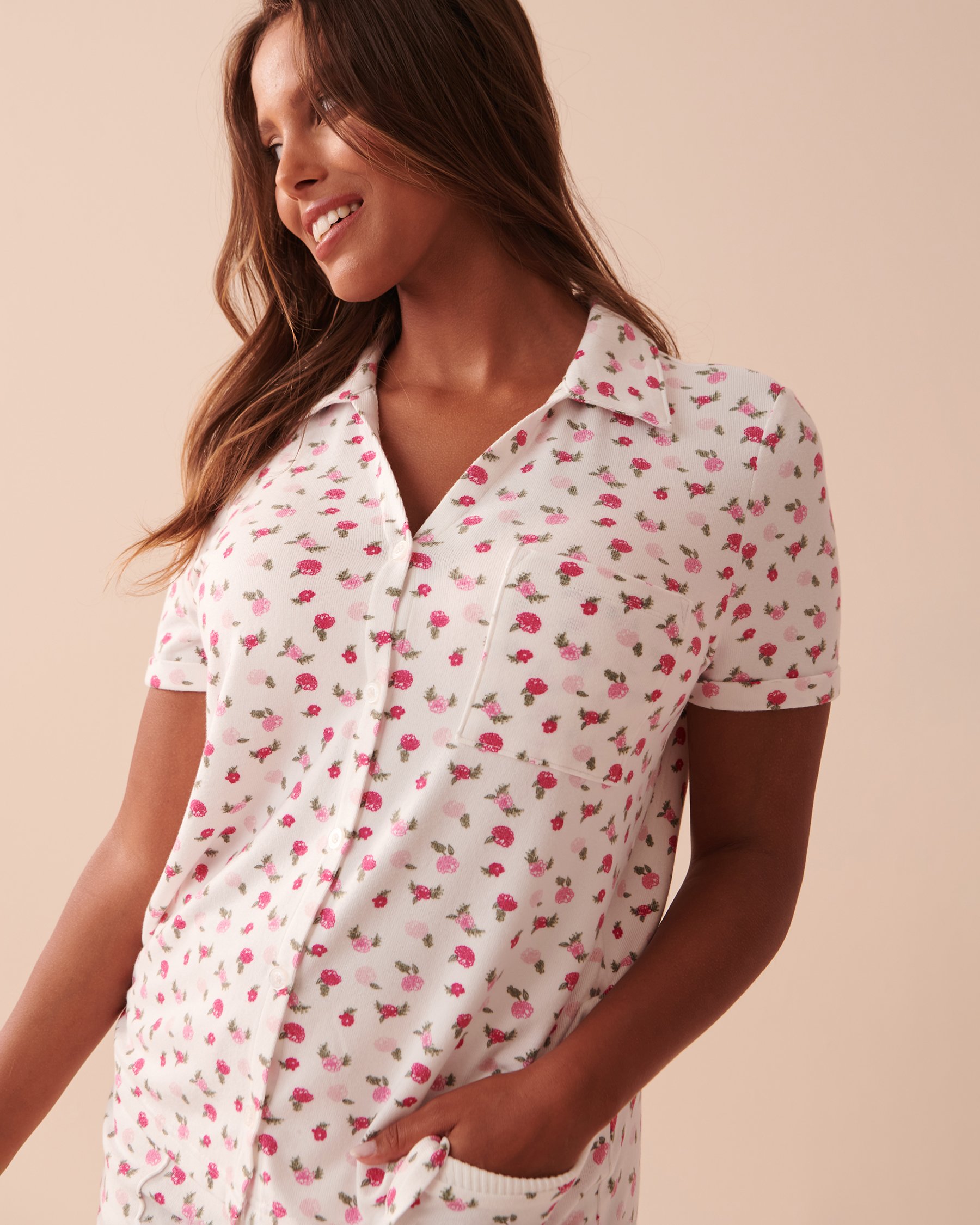 LA VIE EN ROSE Recycled Fibers Floral Button-down Shirt Assorted Flowers 40100526 - View3
