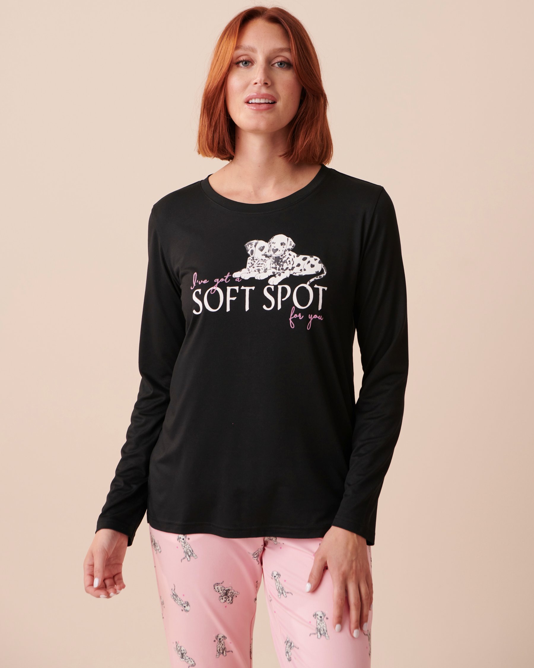 LA VIE EN ROSE Dalmatians Super Soft Long Sleeve Shirt Black 40100534 - View4