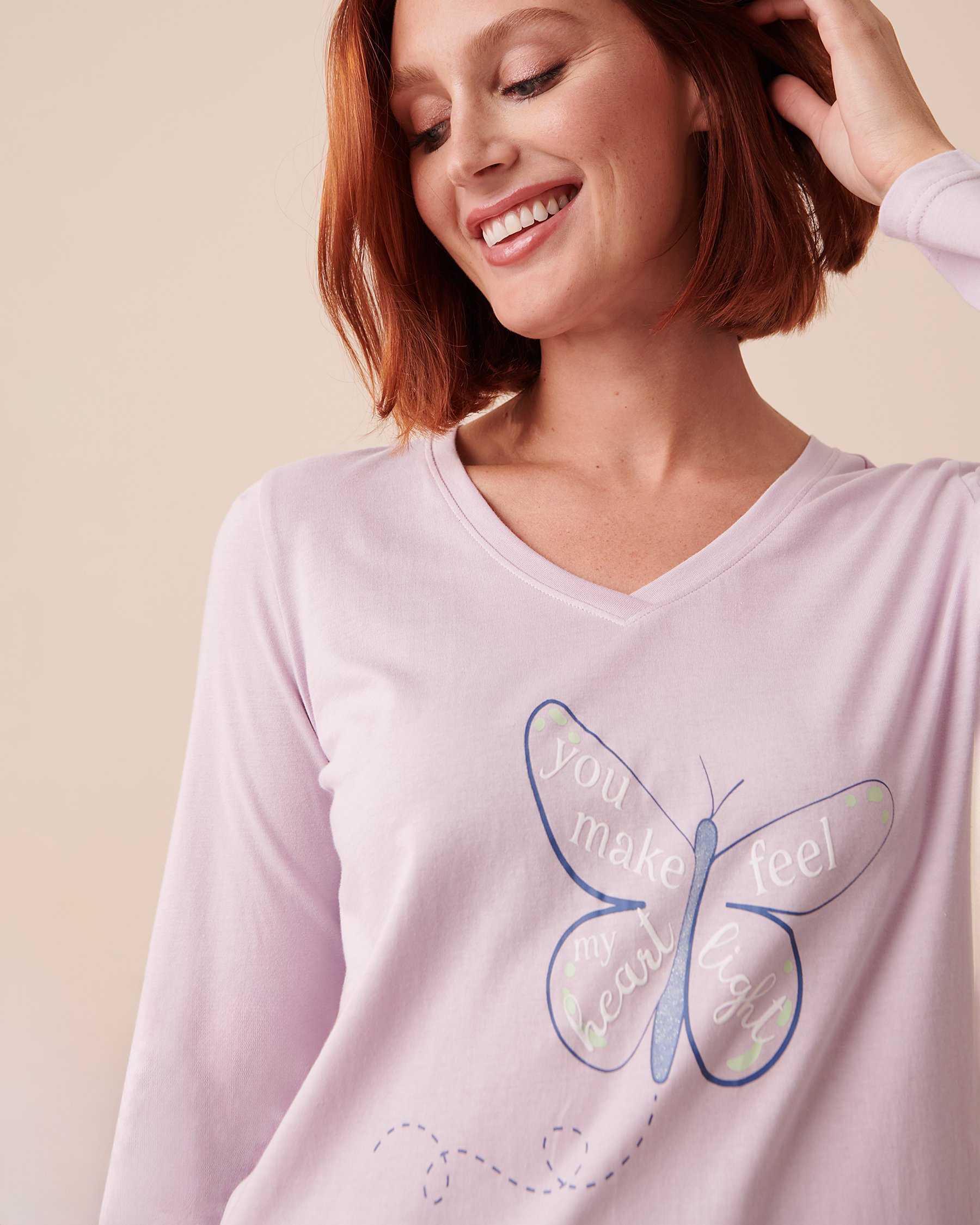 LA VIE EN ROSE Cotton Long Sleeve Shirt Lavender Frost 40100542 - View3