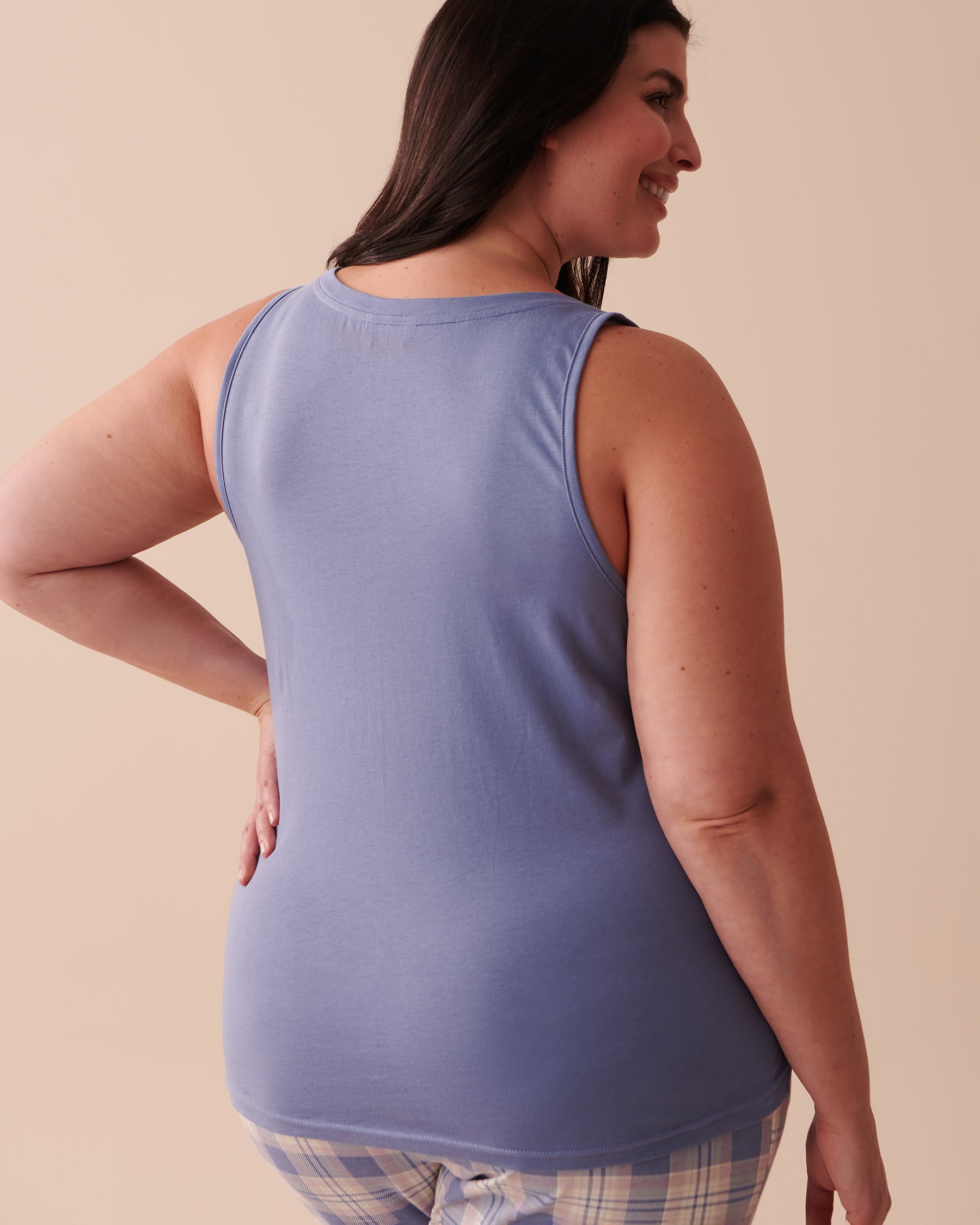 LA VIE EN ROSE Camisole à col dégagé en coton Bleu délicat 40100543 - Voir6