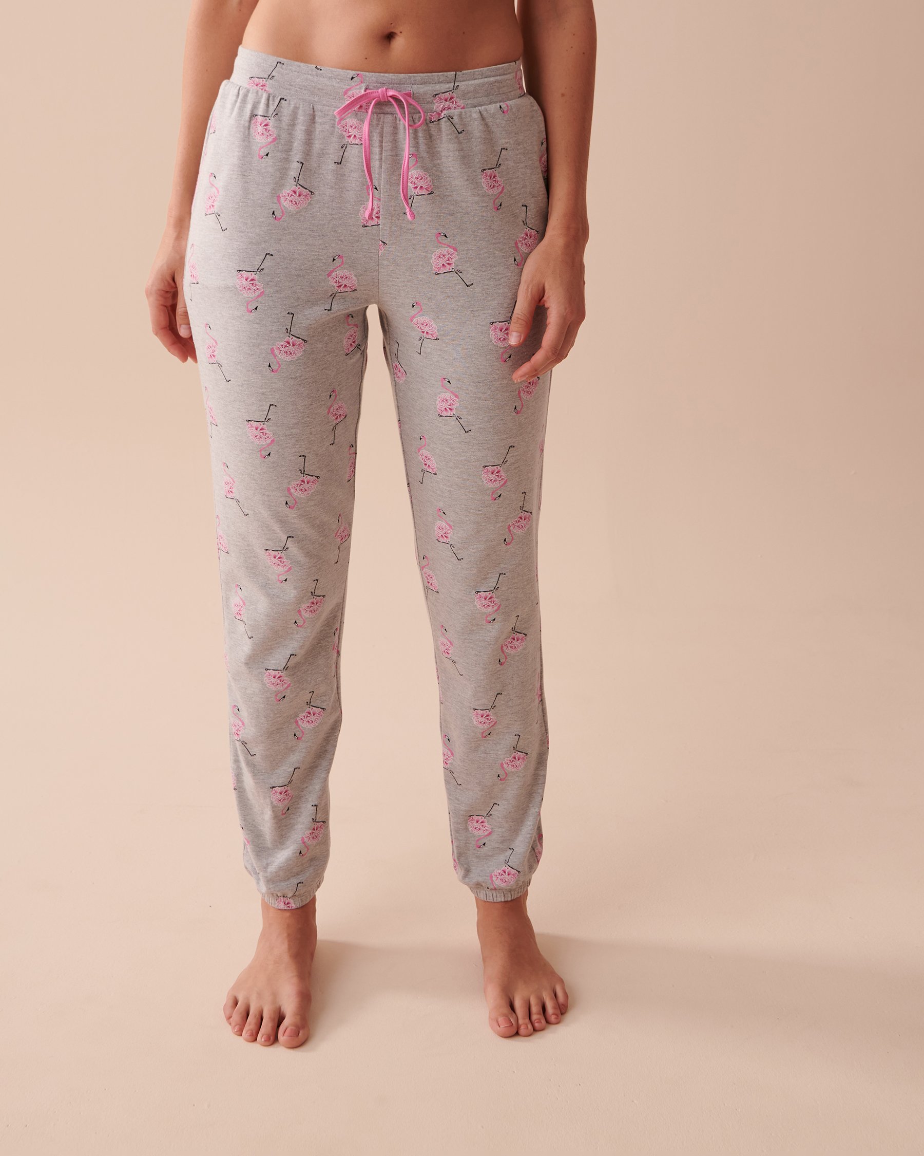 LA VIE EN ROSE Cotton Pink Flamingo Jogger Pajama Pants Pink Flamingo 40200513 - View1