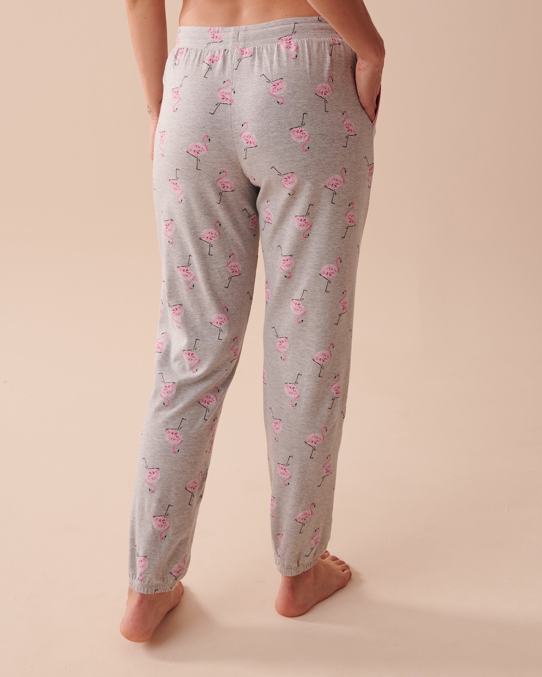 LA VIE EN ROSE Cotton Pink Flamingo Jogger Pajama Pants Pink Flamingo 40200513 - View2
