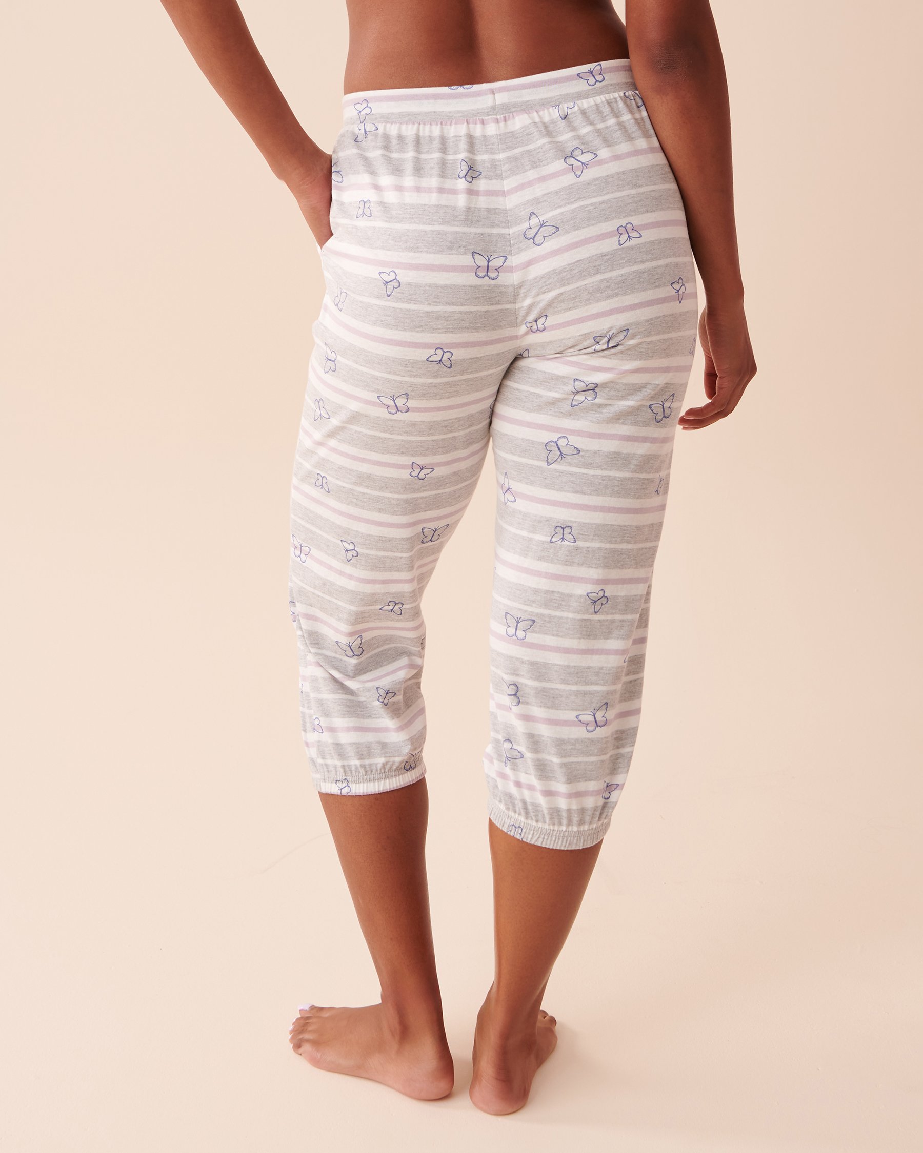 LA VIE EN ROSE Cotton Capris Stripes and Butterflies 40200531 - View2