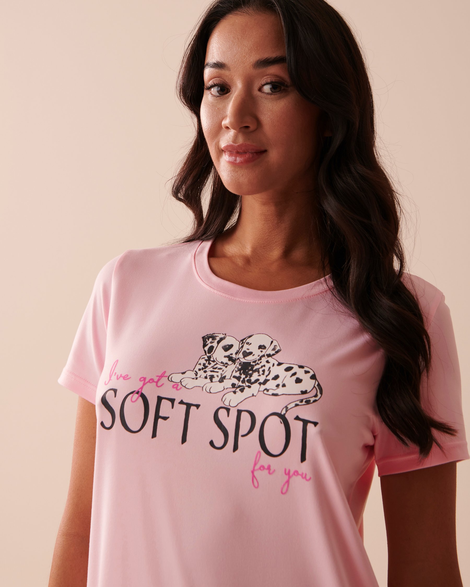 LA VIE EN ROSE Chemise de nuit dalmatiens ultra douce Rose tendresse 40500328 - Voir3