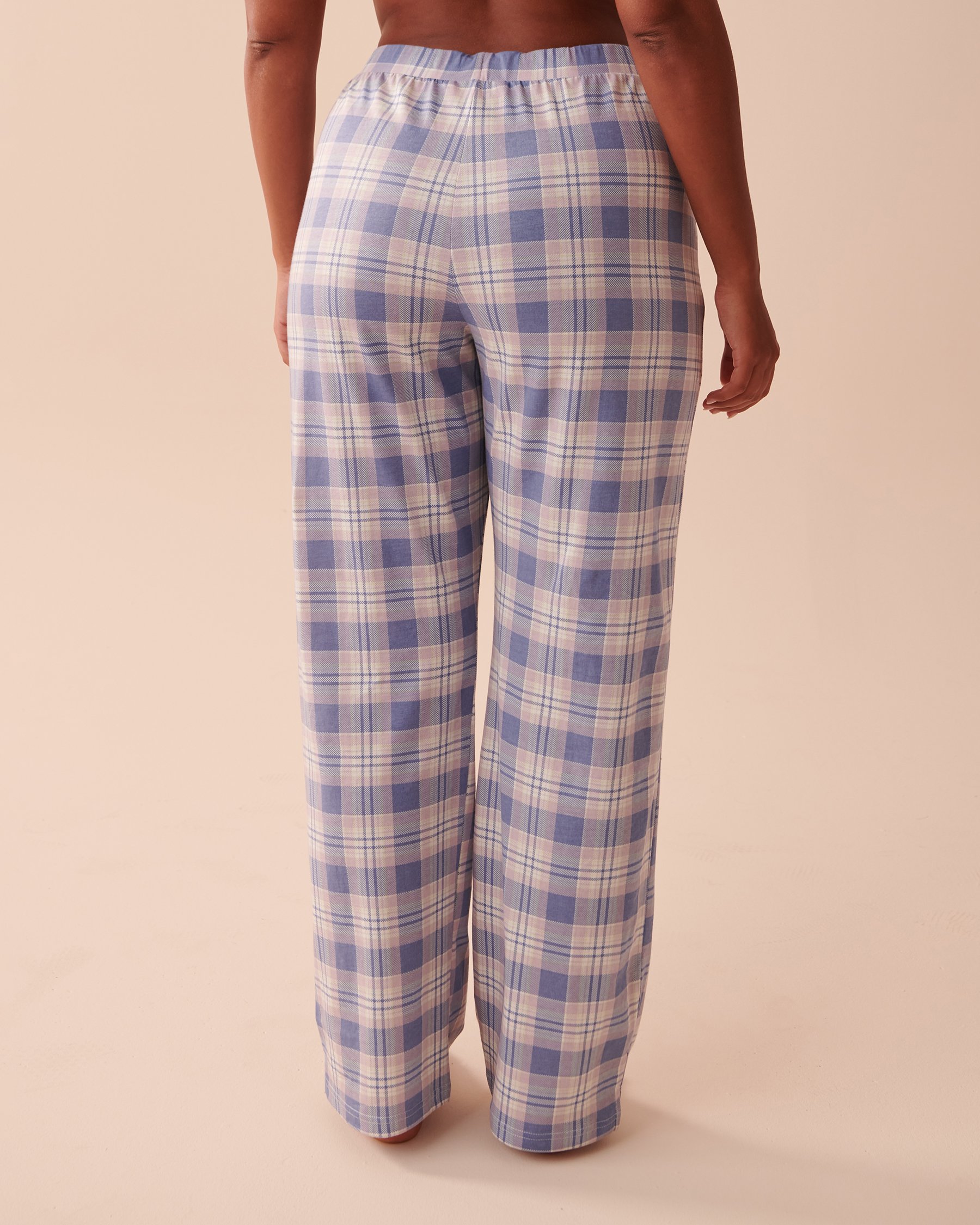LA VIE EN ROSE Cotton Pajama Pants Blue Plaid 40200533 - View2