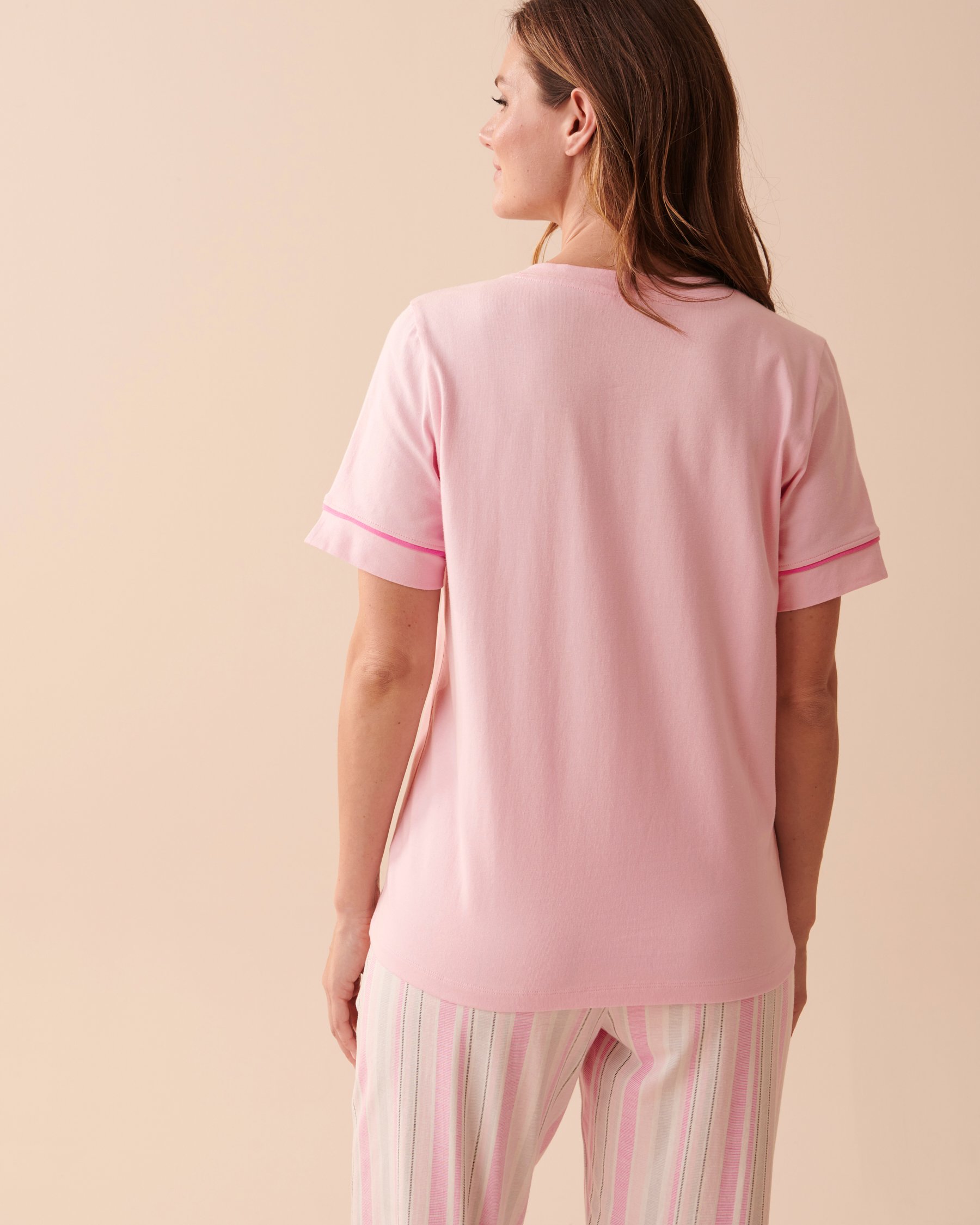 LA VIE EN ROSE Cotton Pink Flamingo T-shirt Tender Pink 40100522 - View2