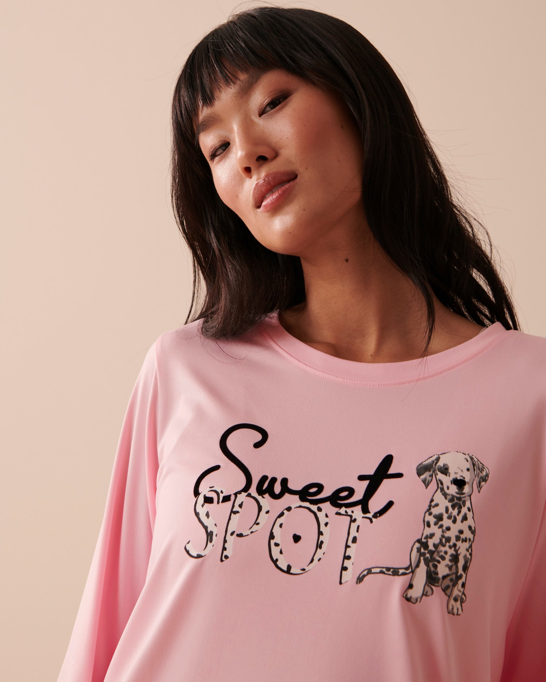LA VIE EN ROSE Dalmatians Super Soft Long Sleeve Shirt Tender Pink 40100534 - View3