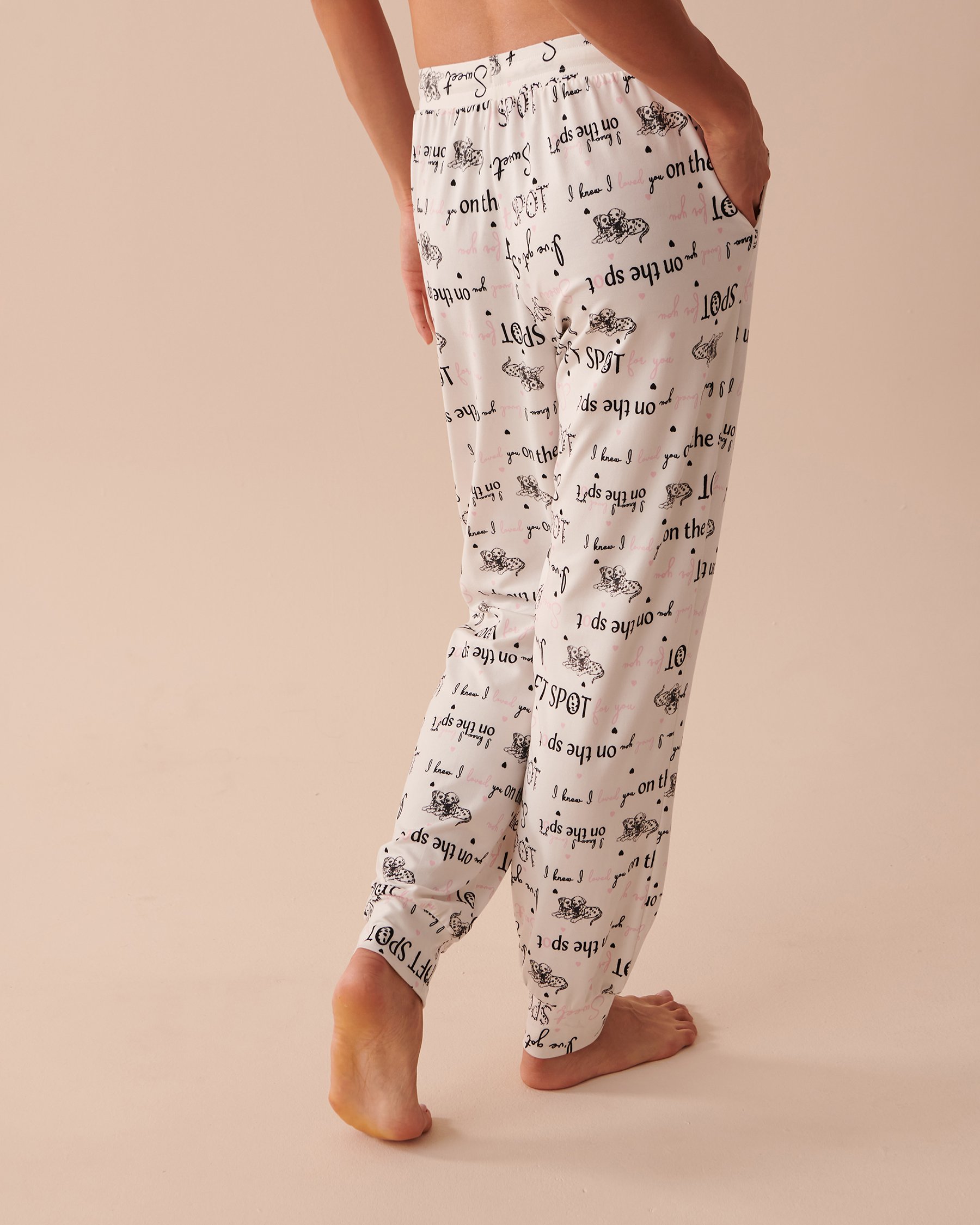LA VIE EN ROSE Dalmatians Super Soft Pajama Pants Dalmatian Wording 40200523 - View2